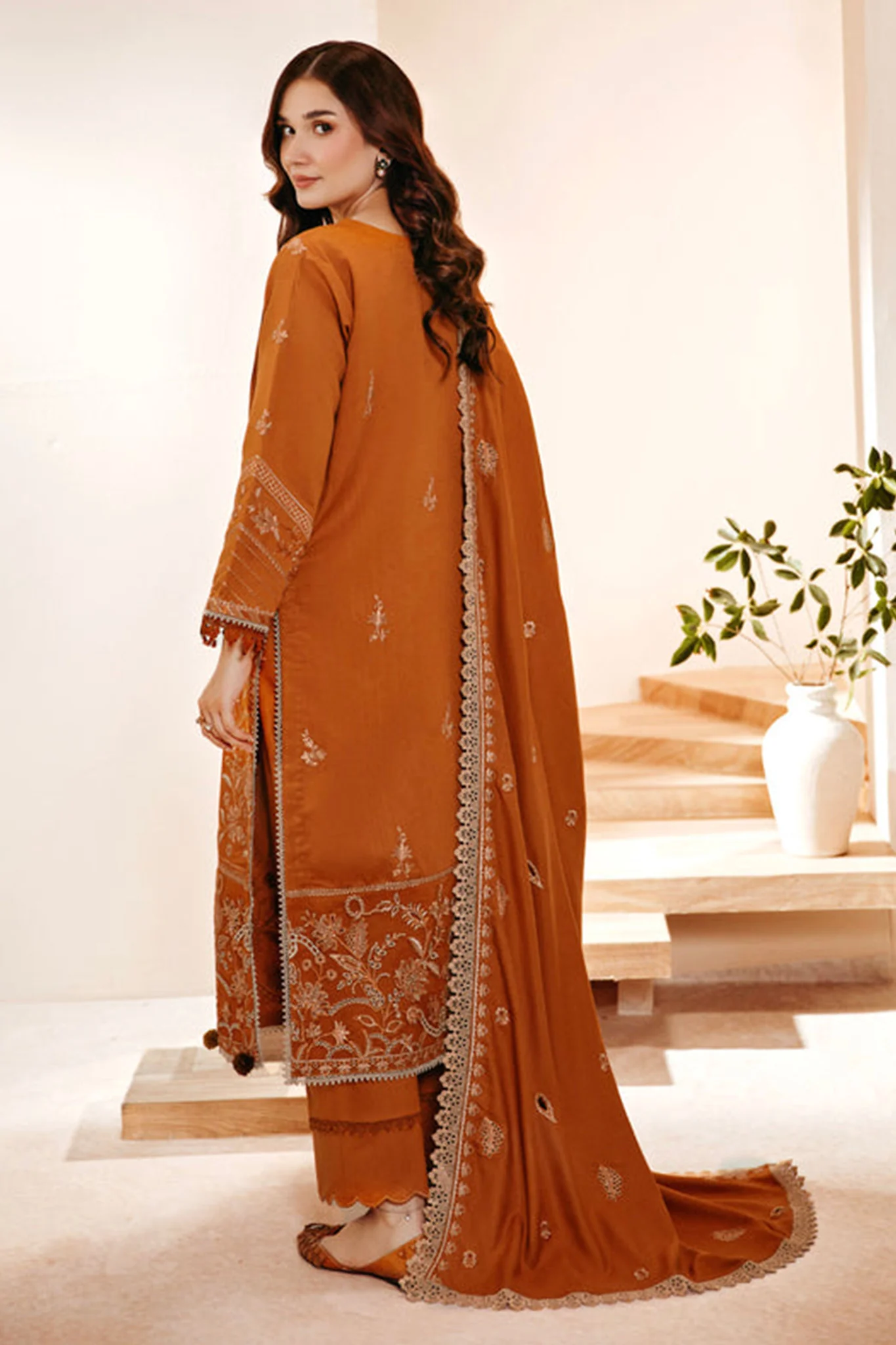 Shades Of Winter By Florent Unstitched 3 Piece Emb Shawl Series Suit-FL-07 - Image 3