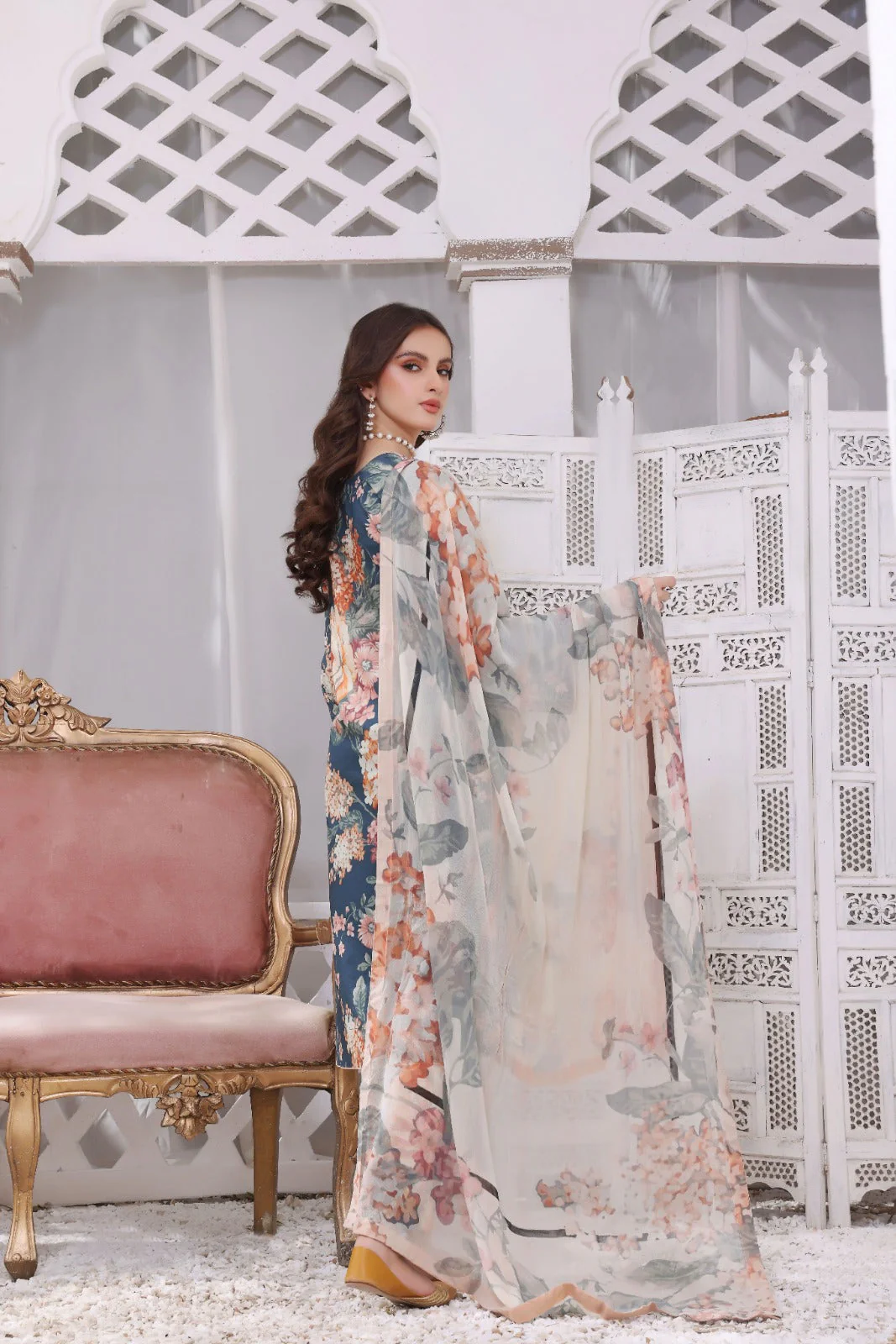 Feathers Unstitched 3 Piece Summer Collection-SHAMS-U-NISA-FT203 - Image 3