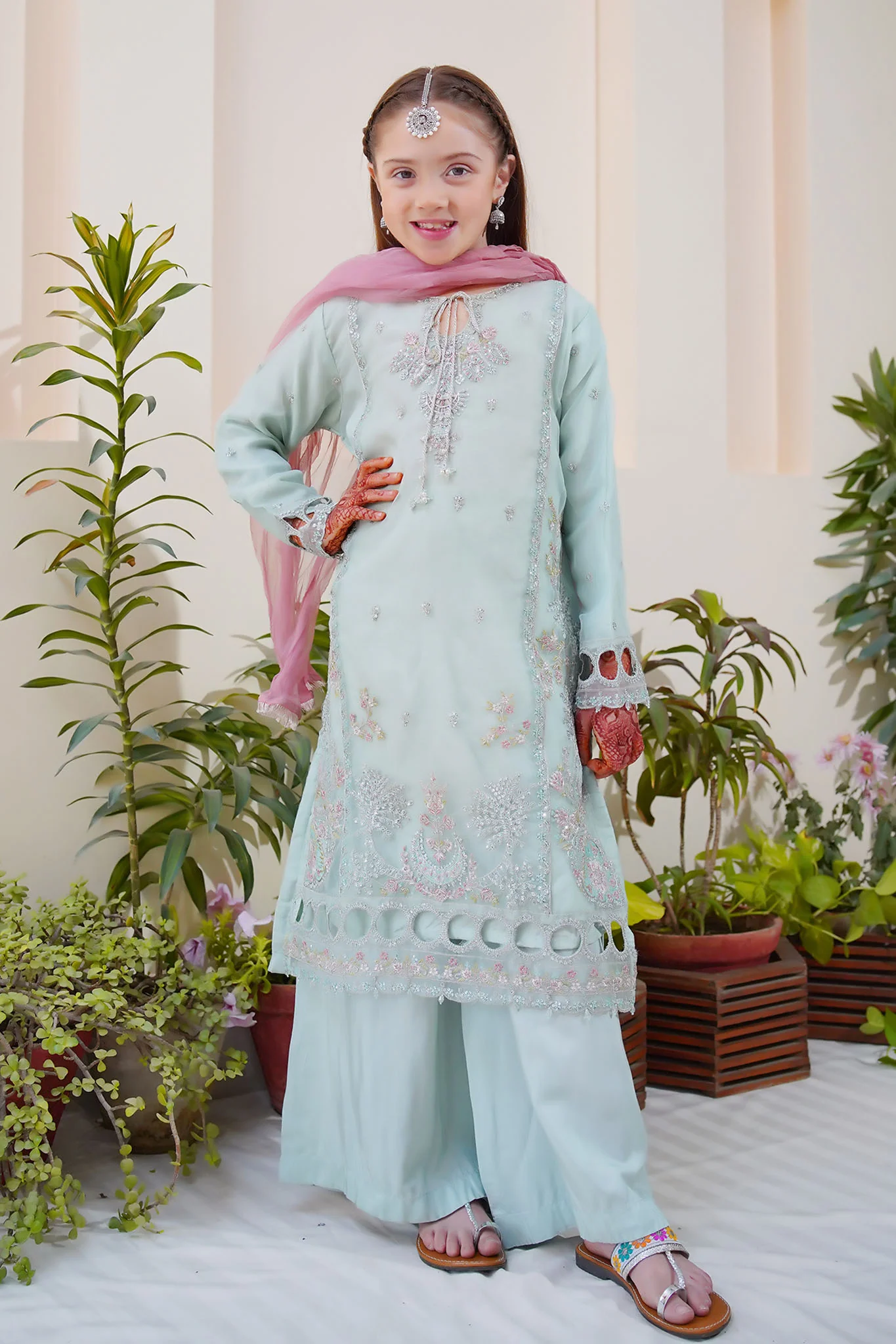 Shanzey Stitched 3 Piece Meethi Eid Formal Edit 1 Suit-SHK-3806-Ice Blue - Image 2