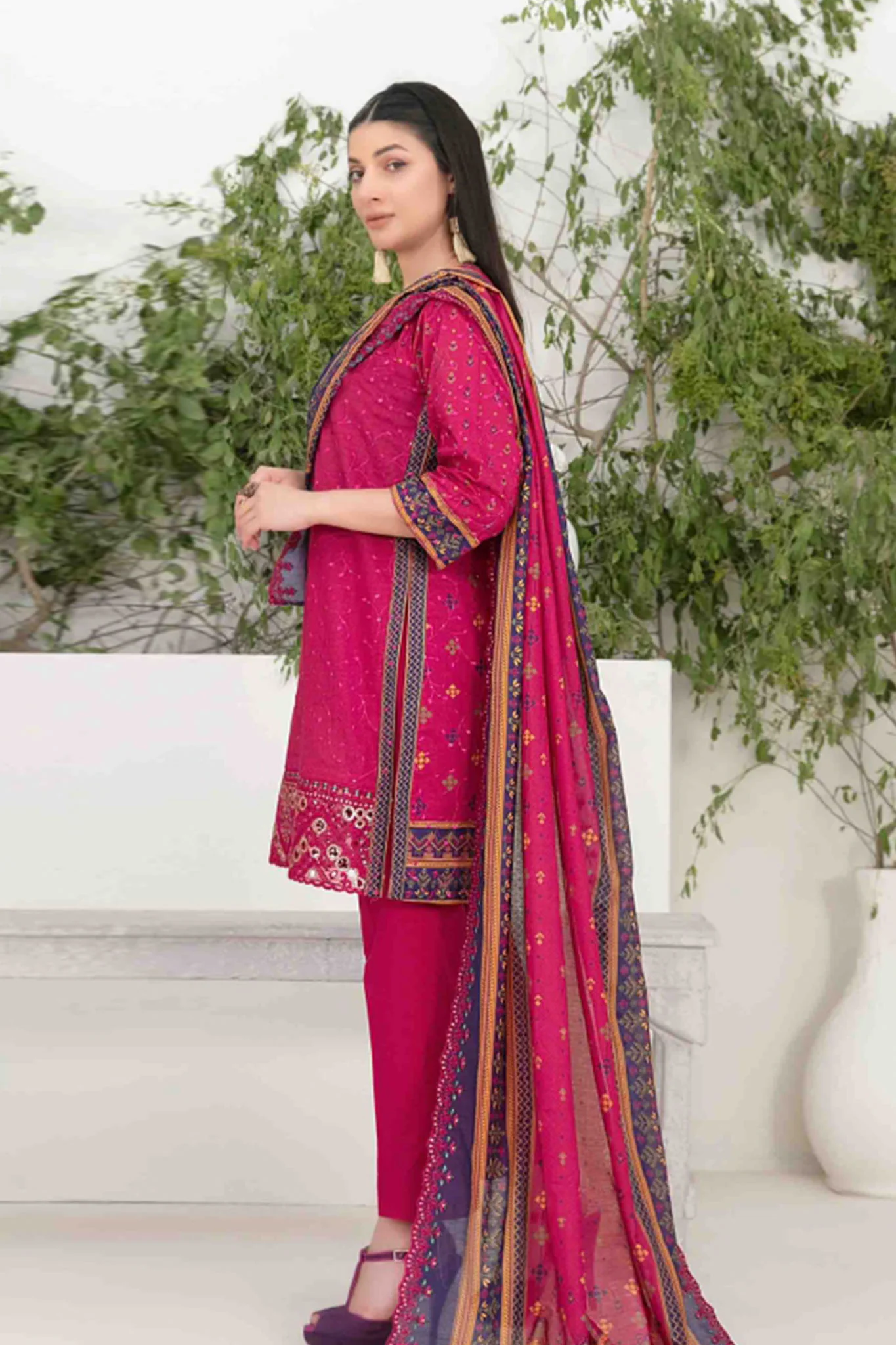 Shazmina By Tawakkal Unstitched 3 Piece Emb Lawn Vol-02 Collection-D-1052 - Image 3
