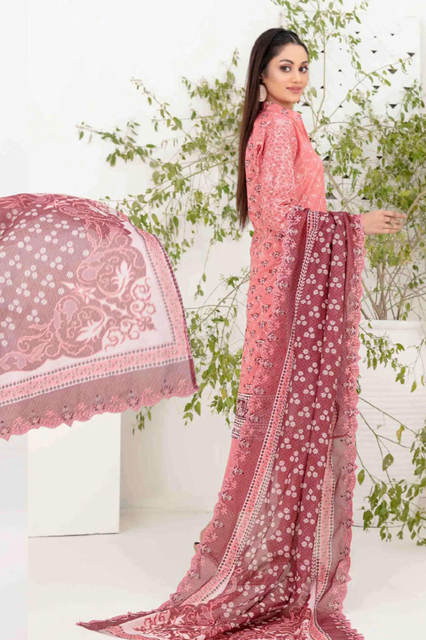 Shazmina By Tawakkal Unstitched 3 Piece Emb Lawn Vol-02 Collection-D-1058 - Image 3