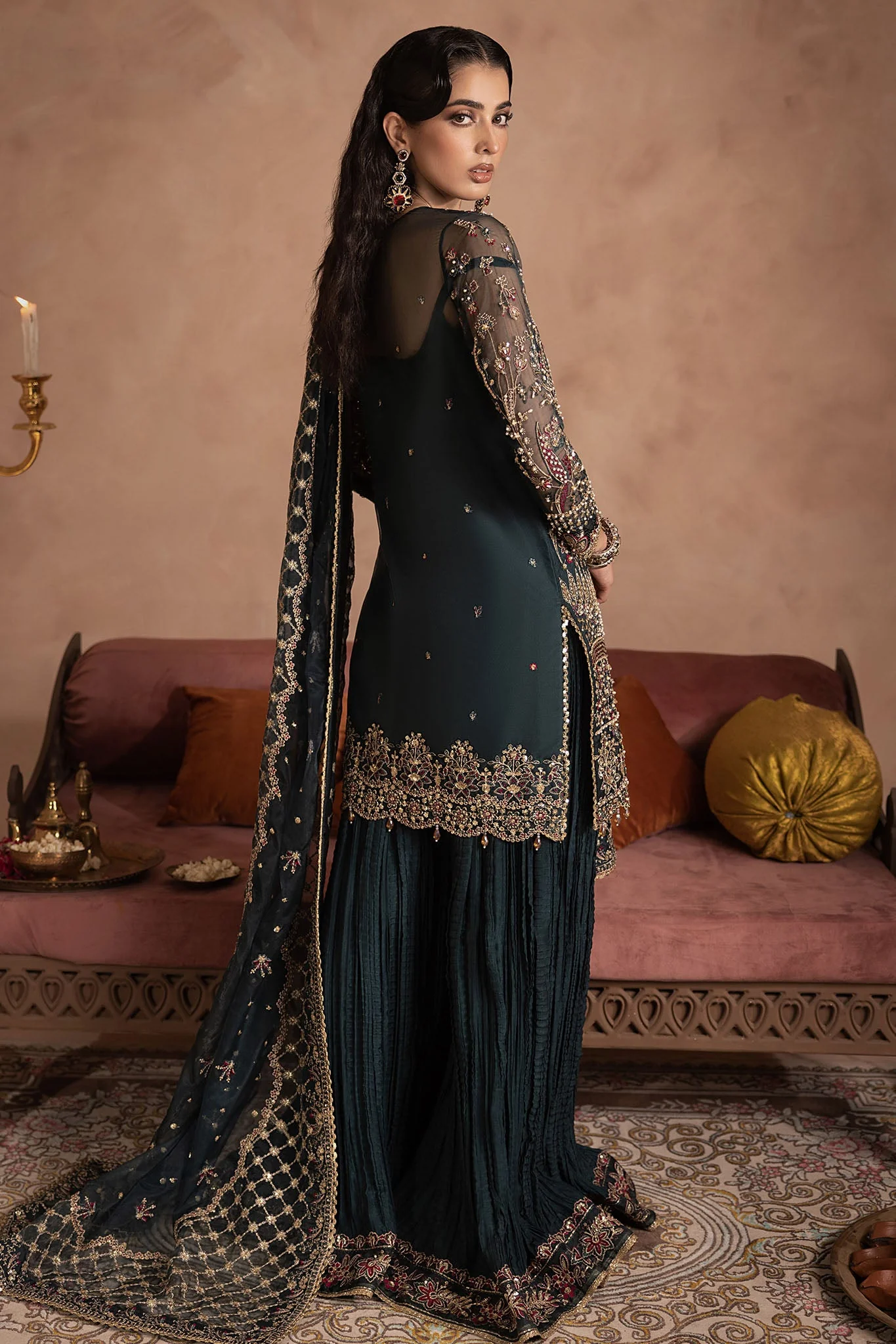 Shagun By Anayra Amal Unstitched 3 Piece Wedding Luxe Edit-Shehnai - Image 3