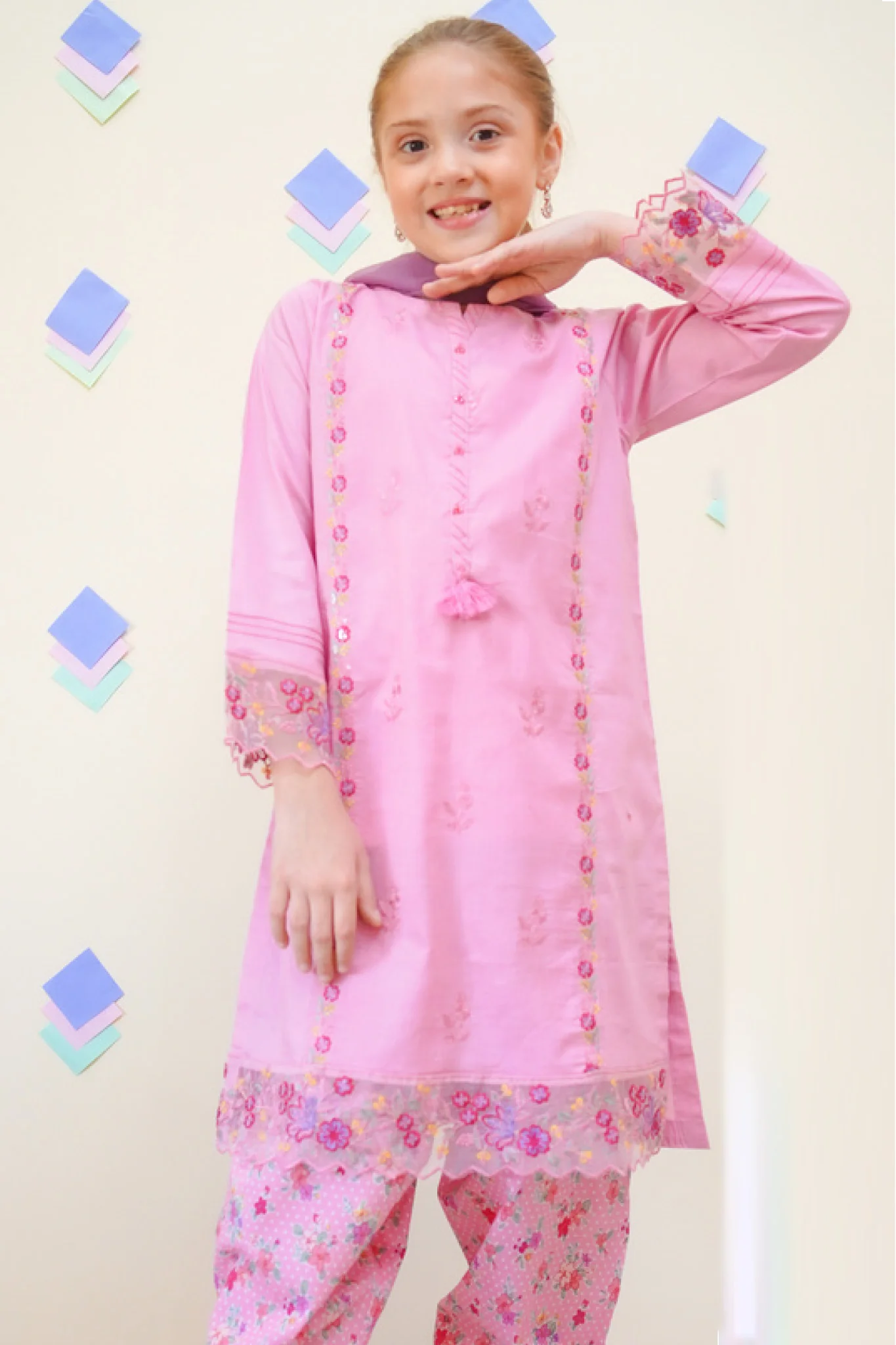 Shanzey Stitched 3 Piece Emb Lawn Farshi Edit Suit-SHK-4434 - Image 3