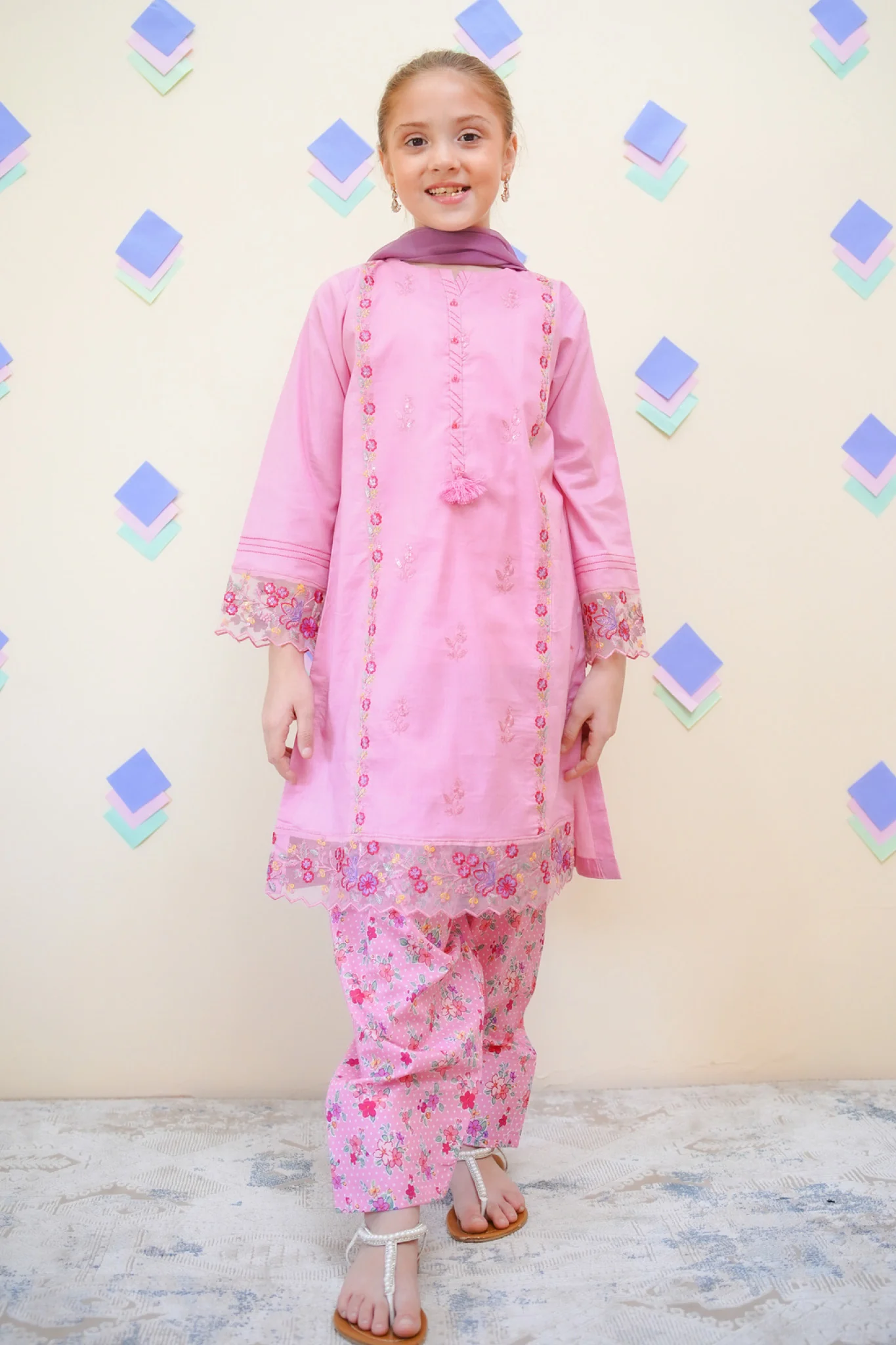 Shanzey Stitched 3 Piece Emb Lawn Farshi Edit Suit-SHK-4434 - Image 5