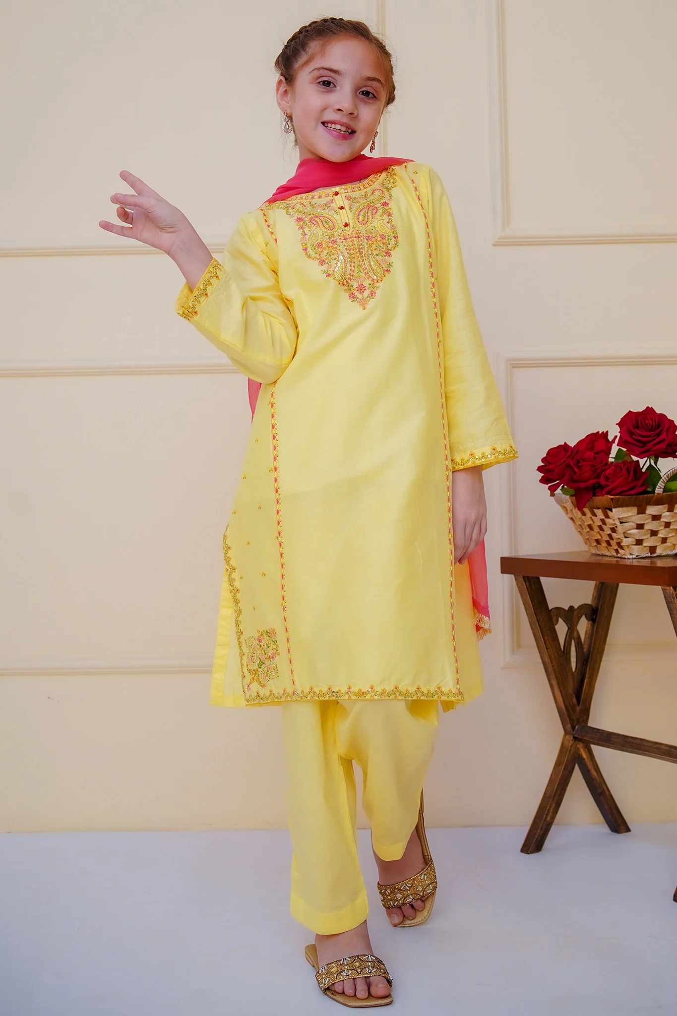 Shanzey Stitched 3 Piece Emb Cambric Edit Summer Suit-SHK-4601 - Image 5