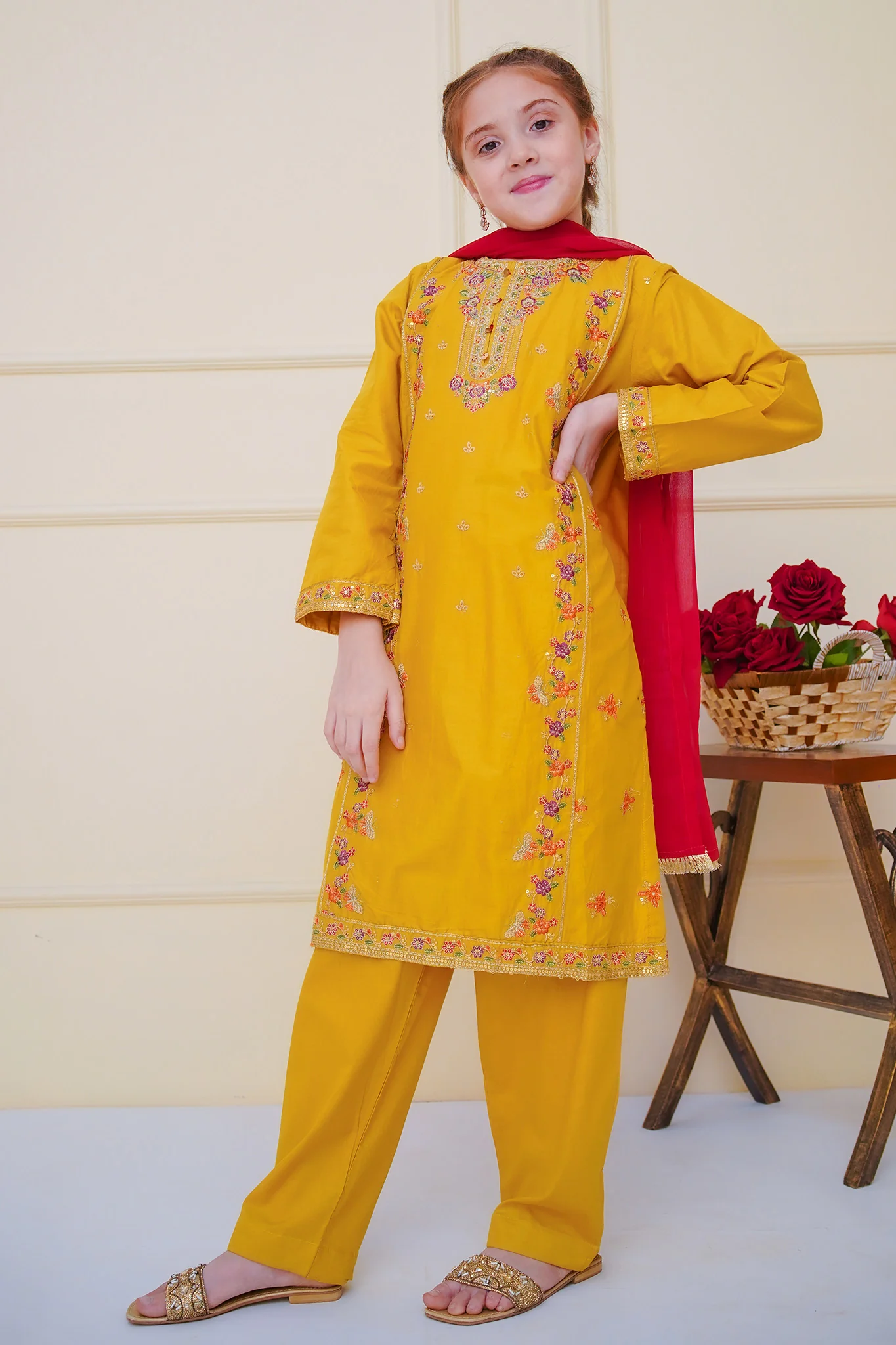 Shanzey Stitched 3 Piece Emb Cambric Edit Summer Suit-SHK-4604 - Image 5