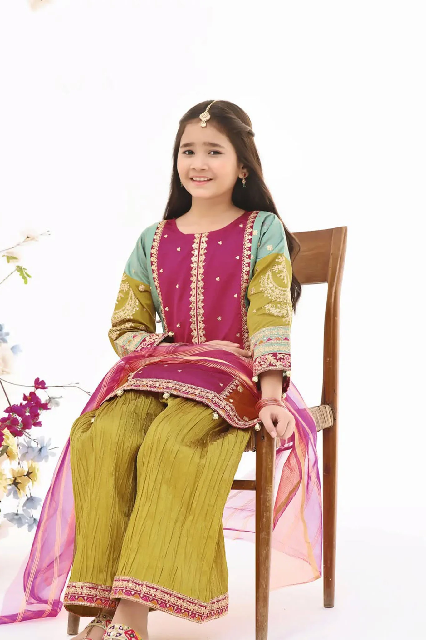 Silah By Fresh Bird Stitched 3 Piece Festive Summer Suit-Opal - Image 2