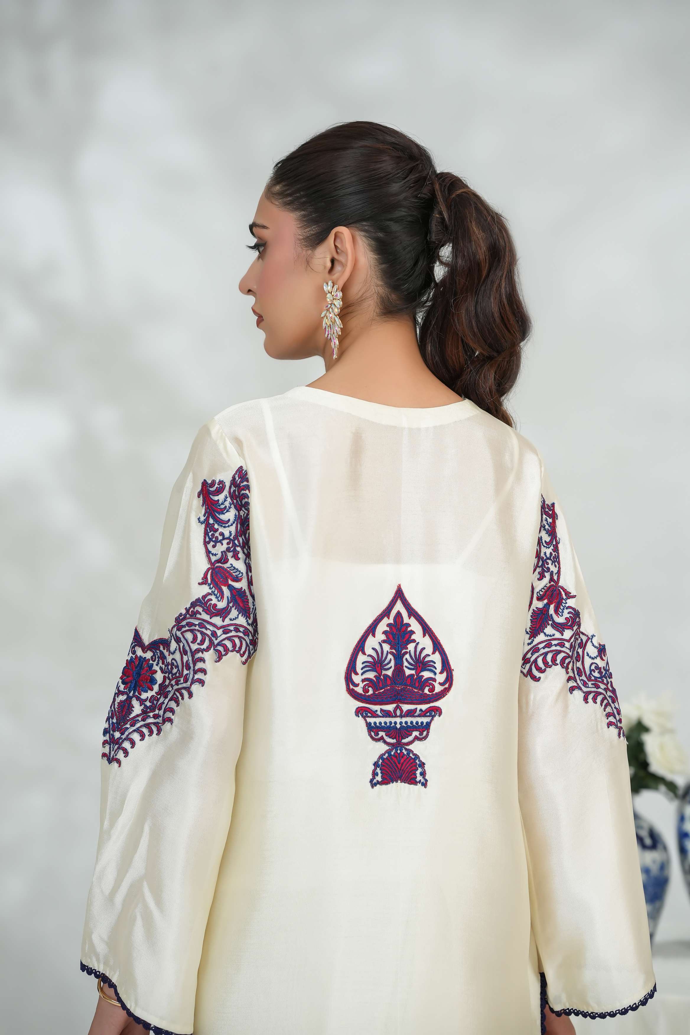 Silcot Stitched 2 Piece Silk Collection-pristine ivory silk - Image 2