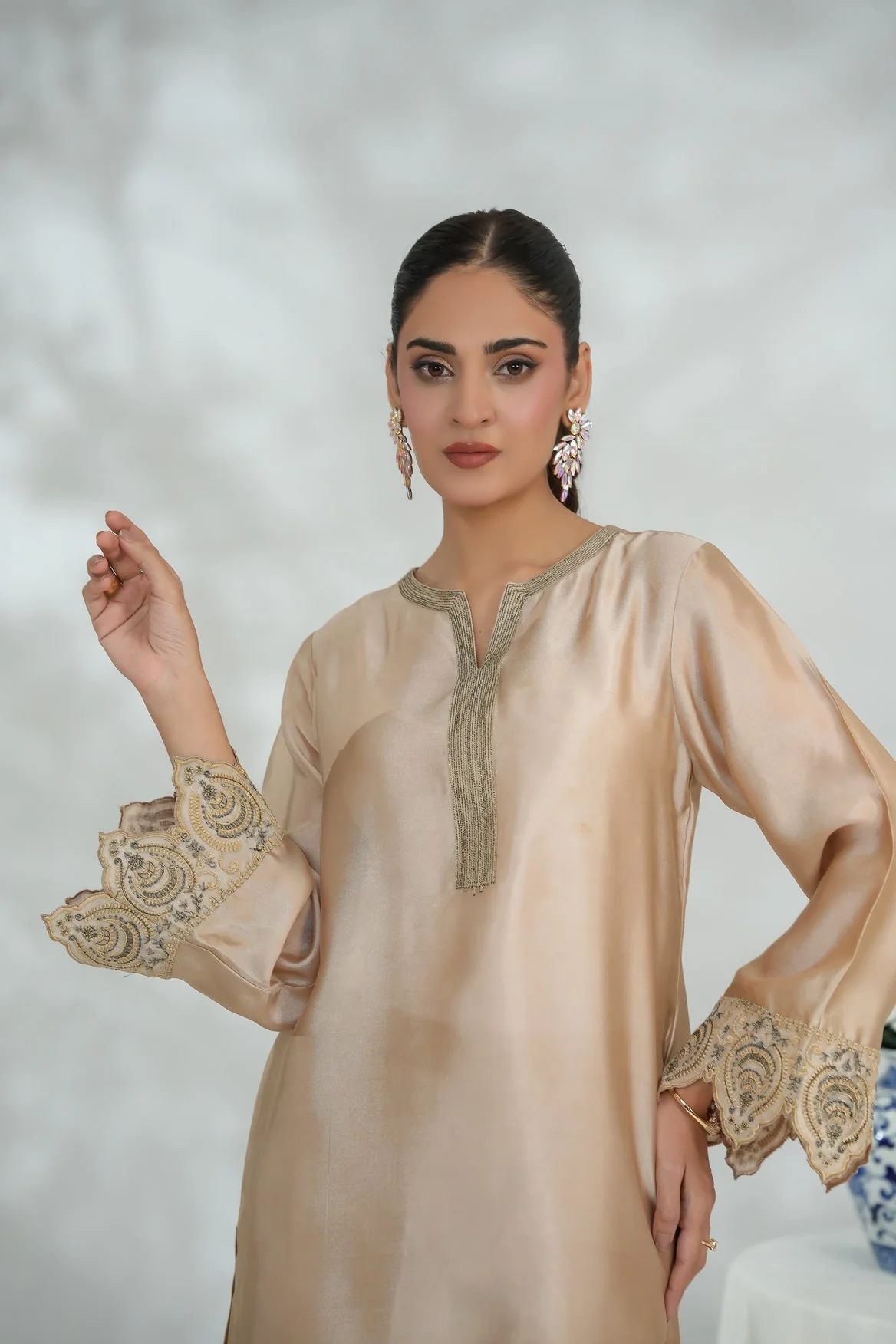 Silcot Stitched 2 Piece Silk Collection-Lustre Luxe - Image 4