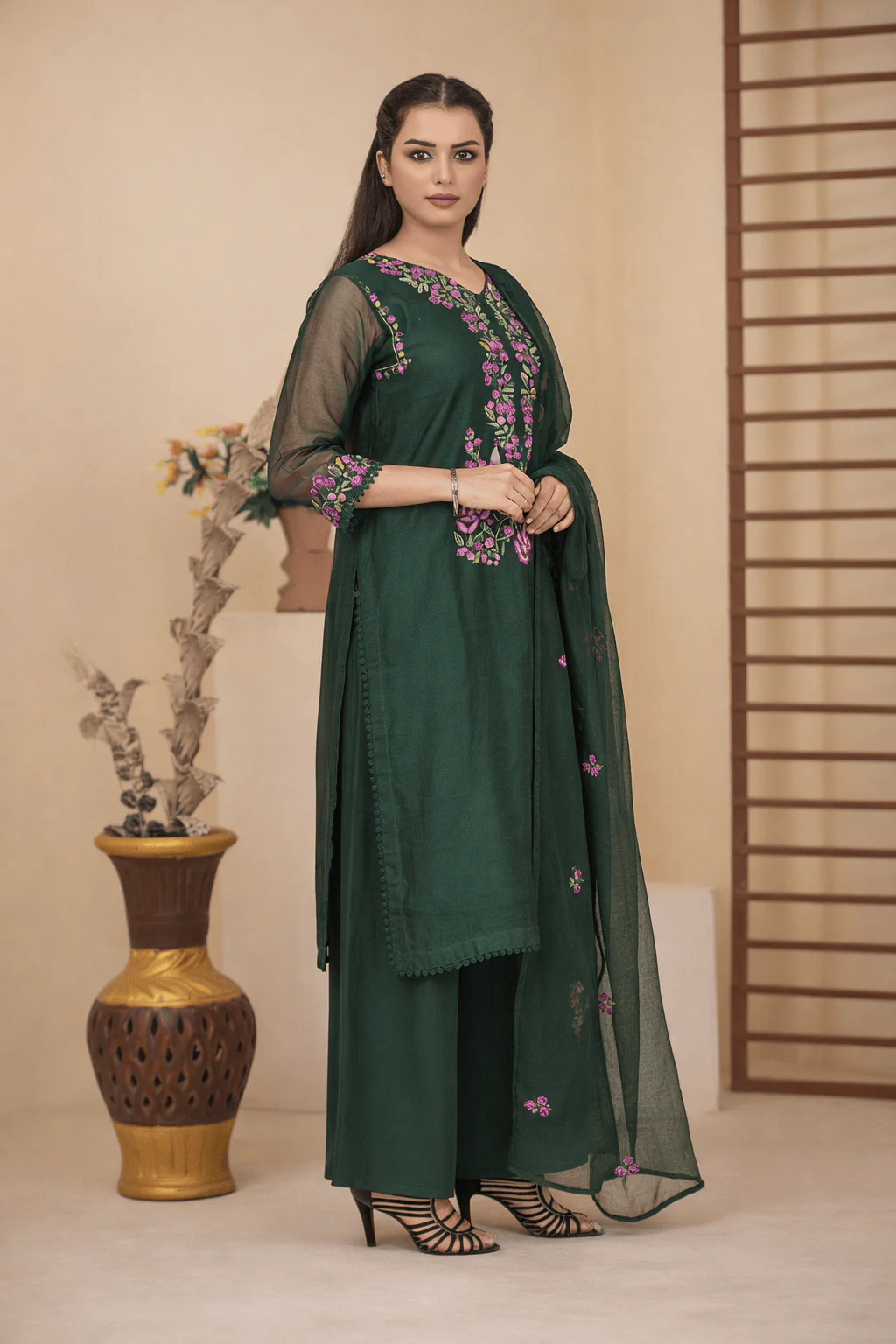 Silcot Stitched 3 Piece Embroidered Suit-Riwaayat Wear