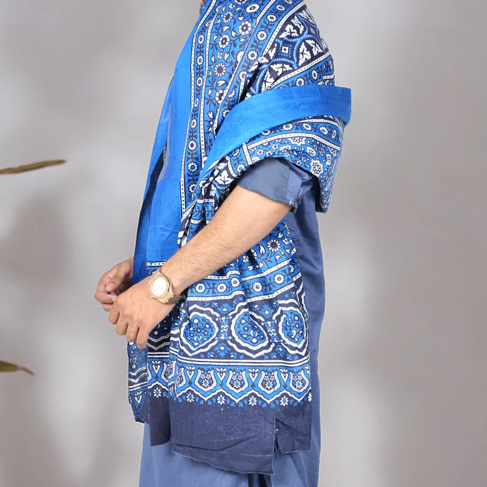 Kamaal Khan Sindhi Ajrak Chaddar For Men & Women - Navy Blue, Black, Maroon - Image 10
