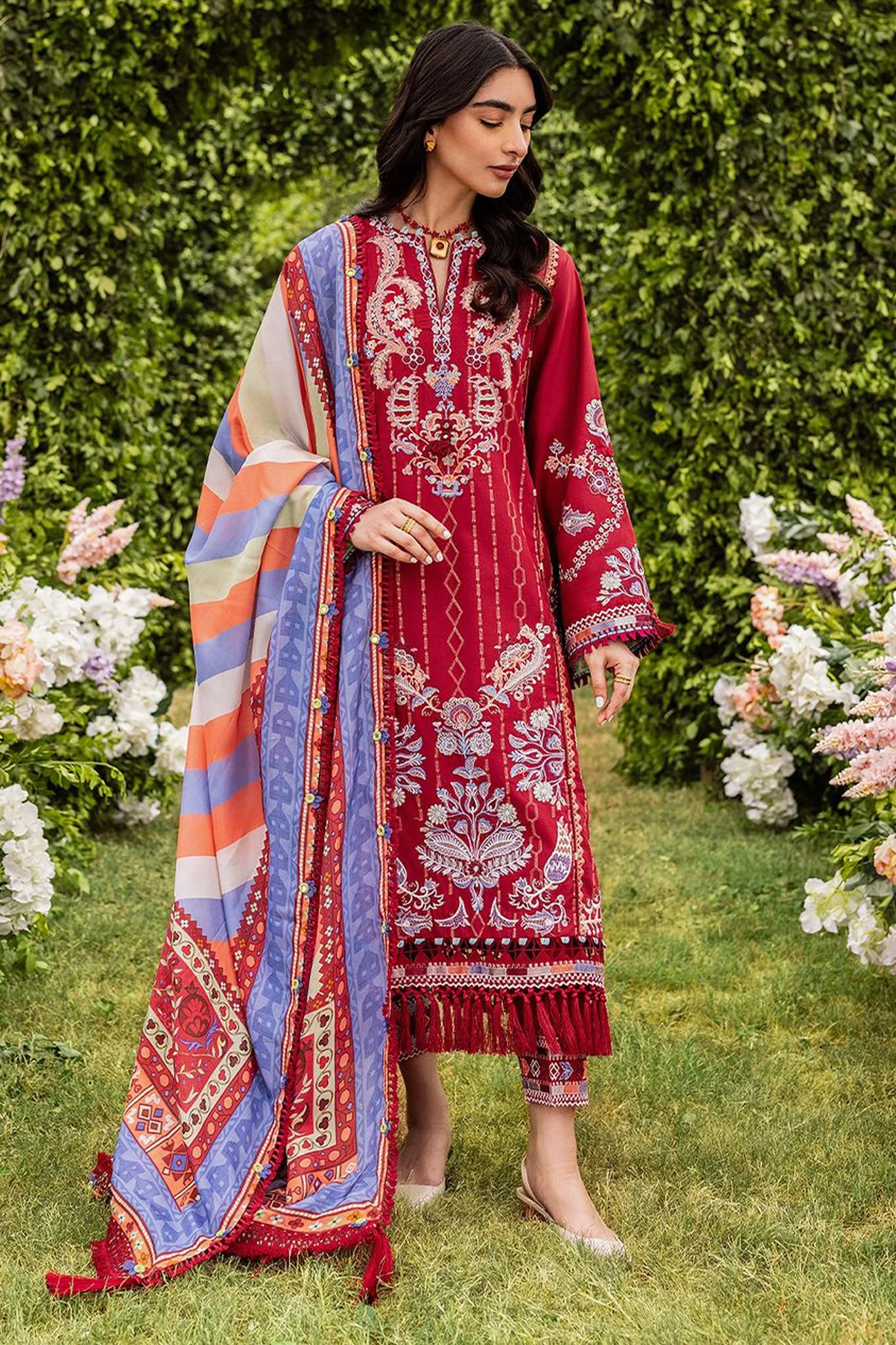 Siraa Lawn By Sadaf Fawad Khan Unstitched 3 Piece Emb Lawn Vol-02 Suit-02-Suzani-B