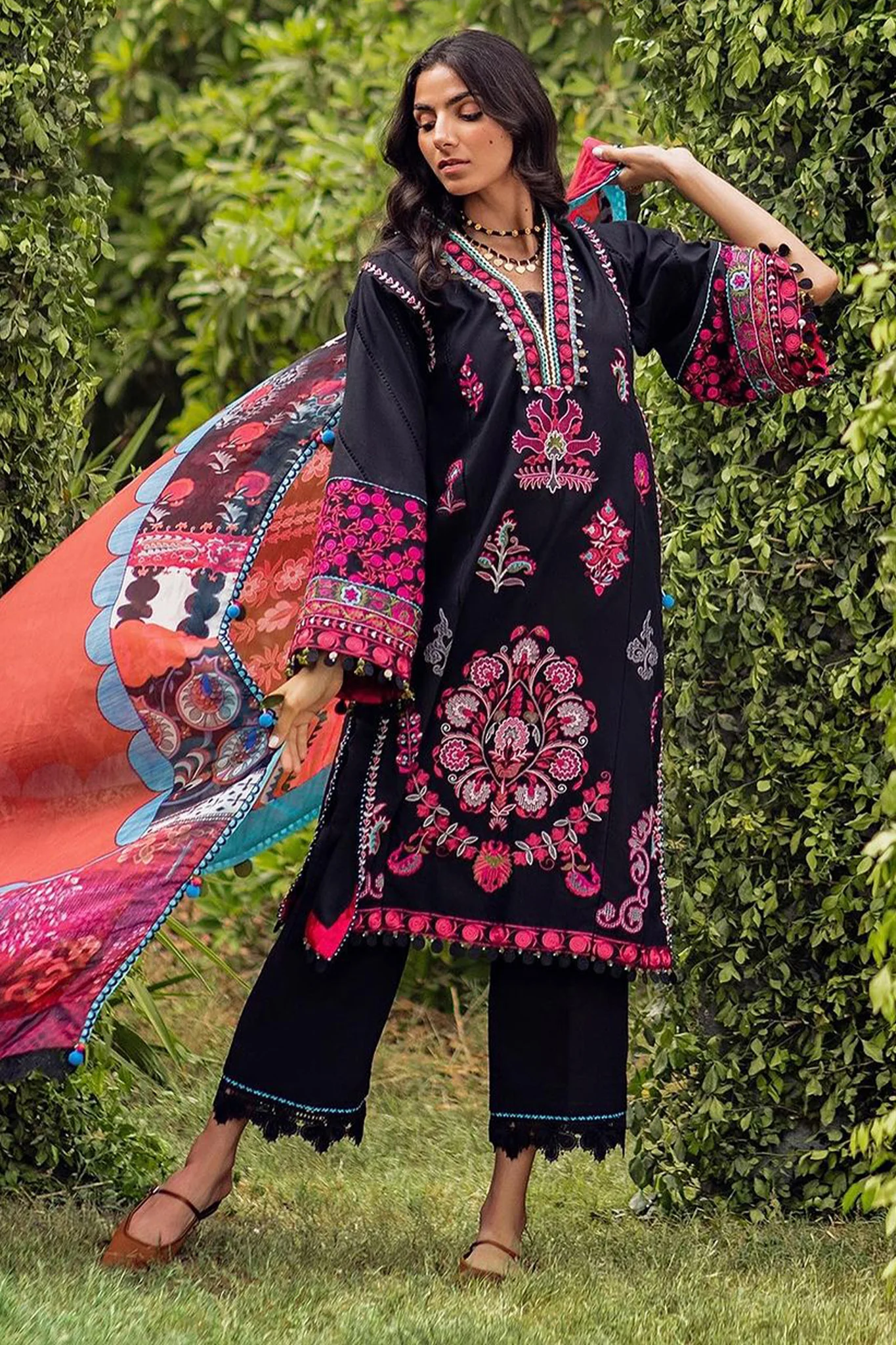 Siraa Lawn By Sadaf Fawad Khan Unstitched 3 Piece Emb Lawn Vol-02 Suit-04-Ada-B - Image 3