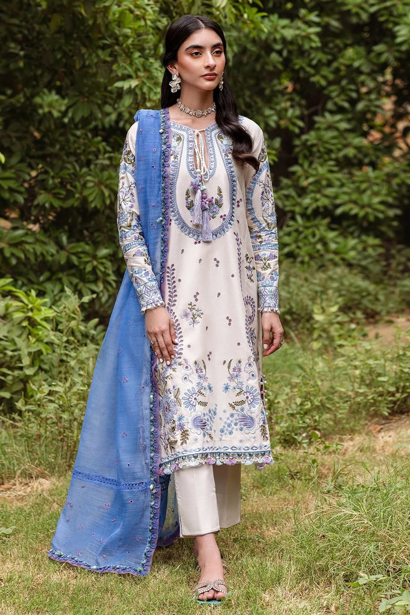 Siraa Lawn By Sadaf Fawad Khan Unstitched 3 Piece Emb Lawn Vol-02 Suit-10-Dalia-B