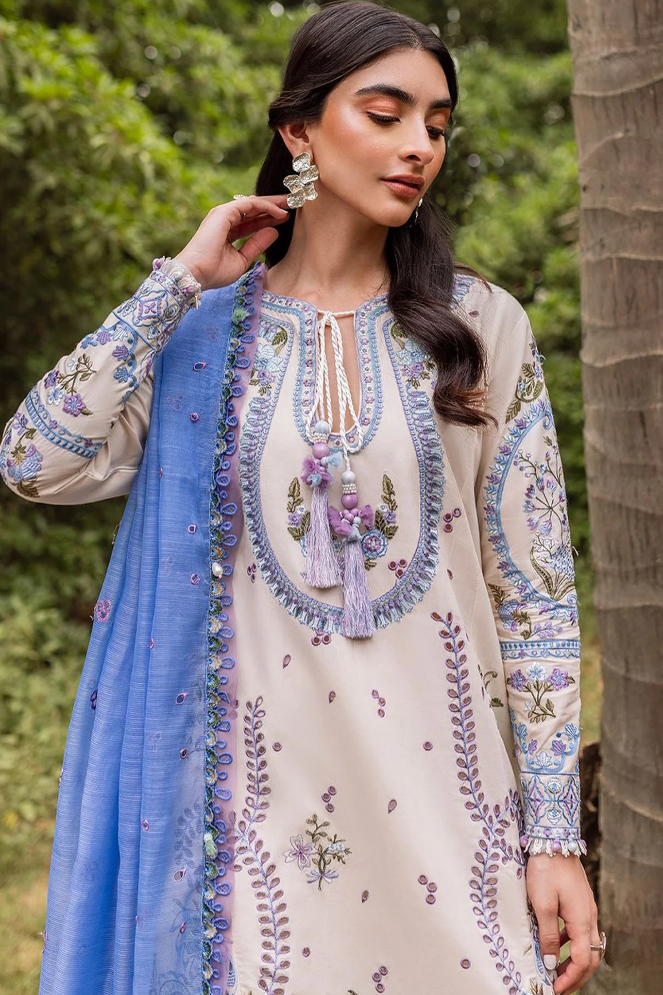 Siraa Lawn By Sadaf Fawad Khan Unstitched 3 Piece Emb Lawn Vol-02 Suit-10-Dalia-B - Image 2