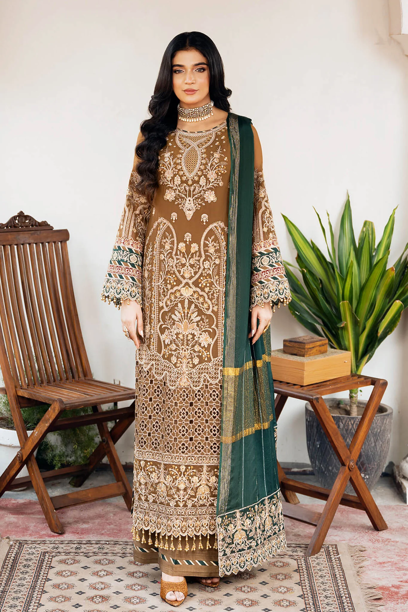 Sitarah By Imrozia X Serene Unstitched 3 Piece Luxury Chiffon Suit-I-210-Tabaan