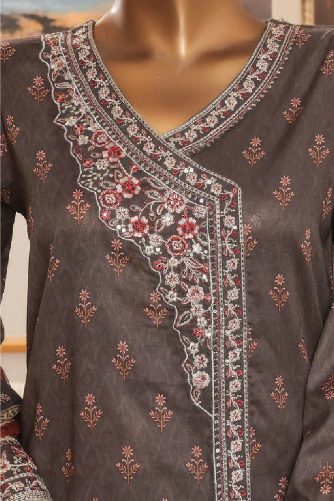 Bin Saeed Stitched 3 Piece Exclusive Chikankari Vol-07 Suit-SM-2290-Gray - Image 2