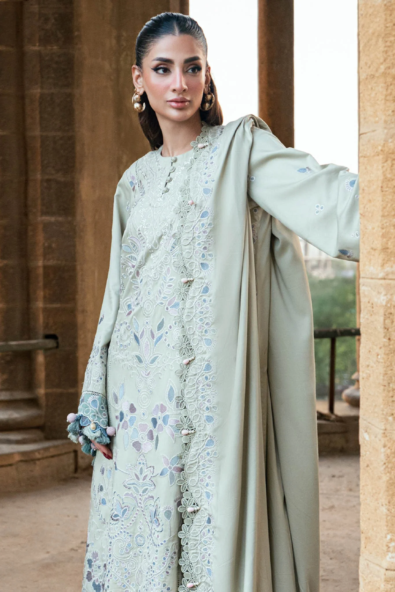 Shades of Winter By Florent Unstitched 3 Piece Marina Twill Suit-FL-8A - Image 2