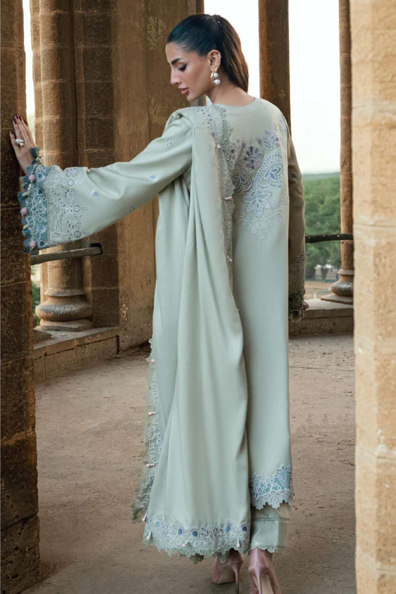 Shades of Winter By Florent Unstitched 3 Piece Marina Twill Suit-FL-8A - Image 3