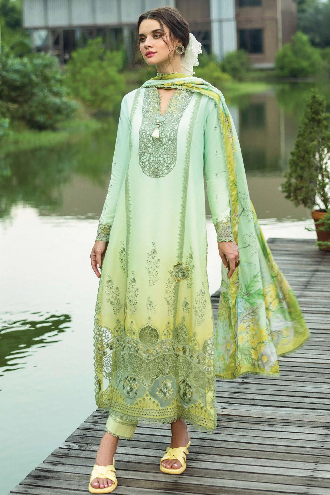 Solace Ombré By Mushq Unstitched 3 Piece Emb Chikankari Suit-10-Unione - Image 3