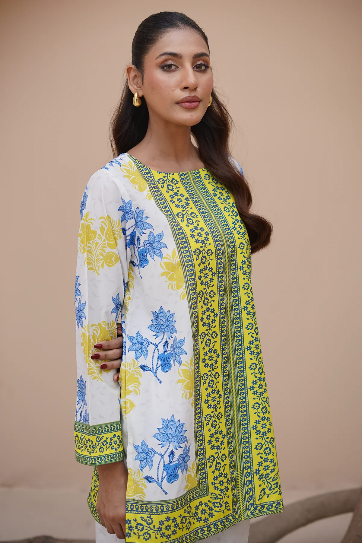 Nairah Stitched Co Ords Summer Suit-Spring Bud - Image 4