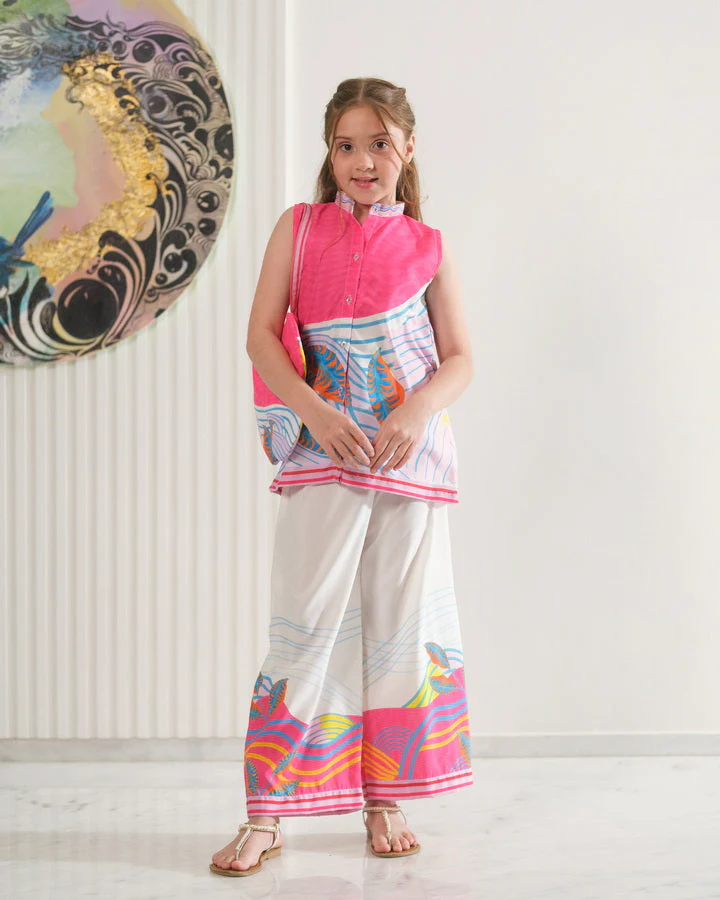 Sprinkles Stitched Summer Co Ords Set Kids-Brushstroke Palette - 2pcs - Co-ord Set - Image 2