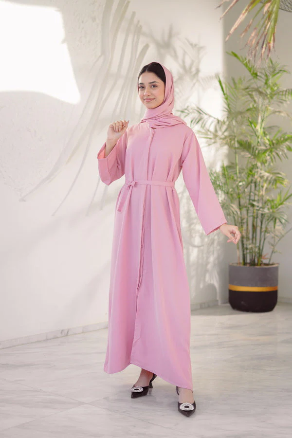 Sprinkles Stitched Abaya With Stole -Rose Aura - Image 2