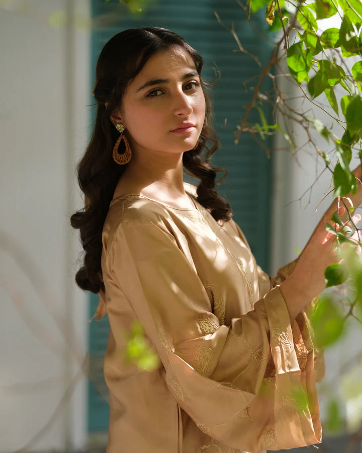 Sprinkles Stitched Emb Kaftaan Suit -Sandstone Bloom - Image 8