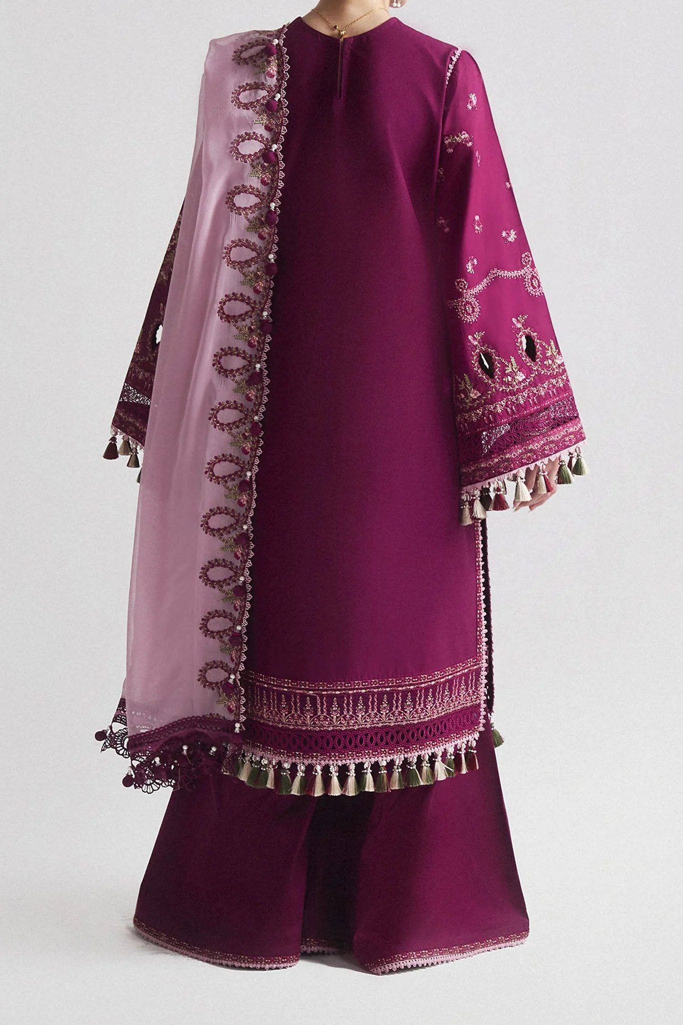 SS Lawn By Hussain Rehar Unstitched 3 Piece Emb Lawn Eid Edit Suit-09-Sangria - Image 4