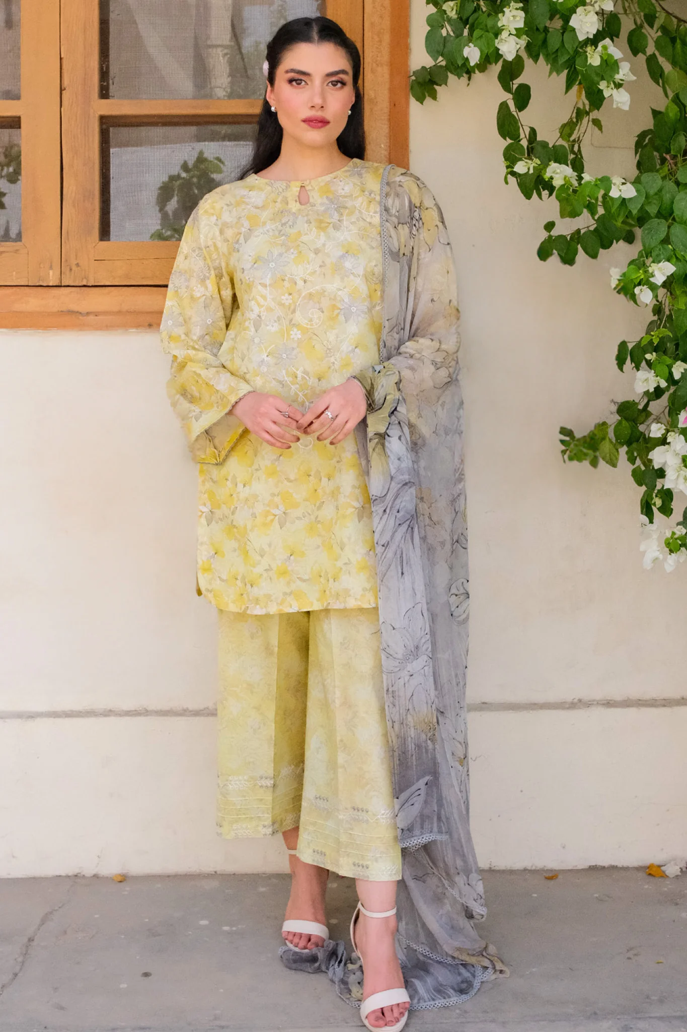 Nura By Sahar Stitched 3 Piece Emb Lawn Vol-02 Suit-SSPN-MA-02-Buttercup Belle
