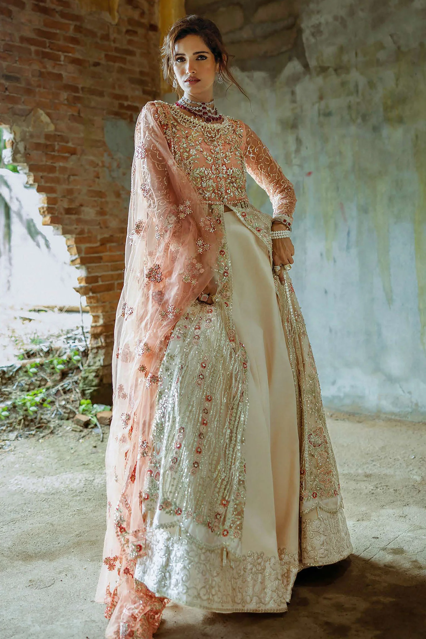 Stardust By Mushq Unstitched 3 Piece Wedding Suit-MWD-01-Galaxy Gown - Image 3