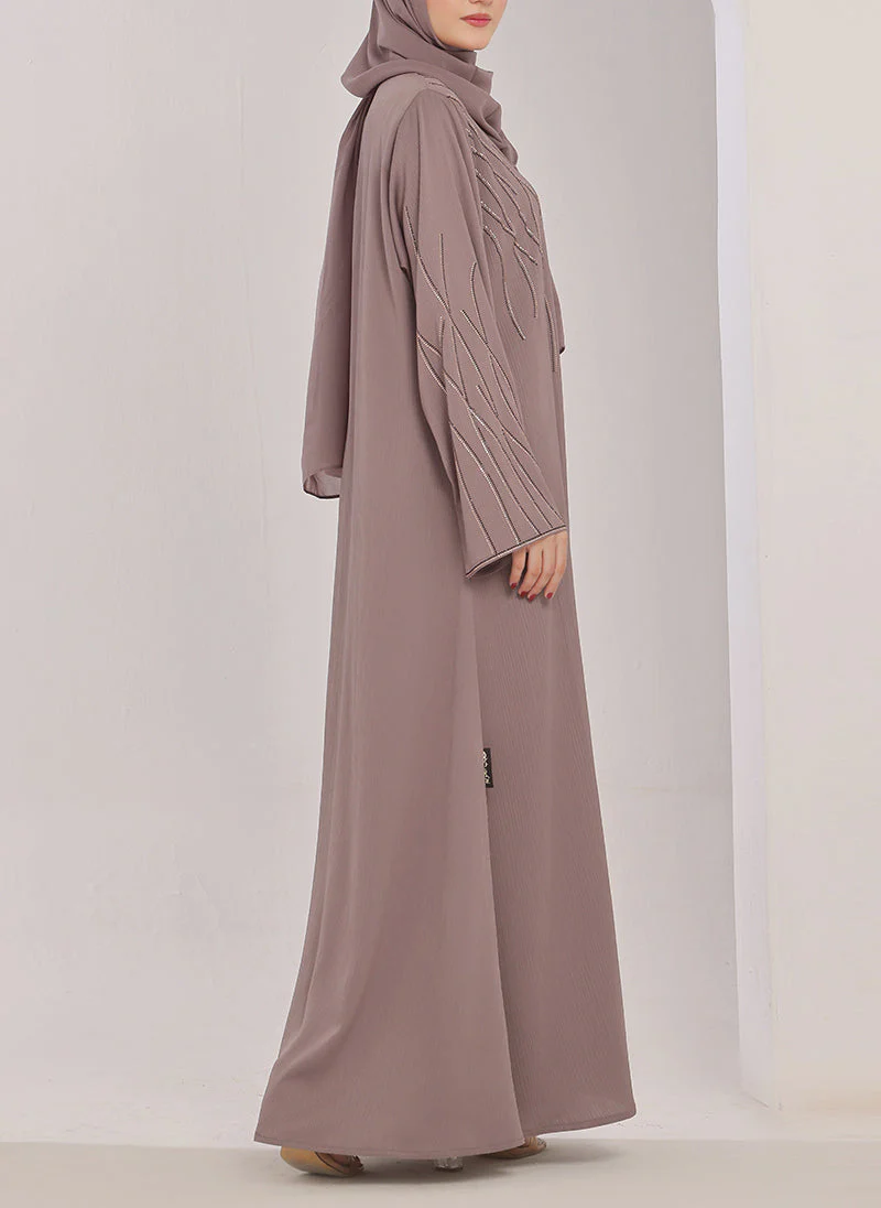 Hijab Ul Hareem Stone Work Zoom Light Lavender Abaya - 0116-C-1023 - Image 4