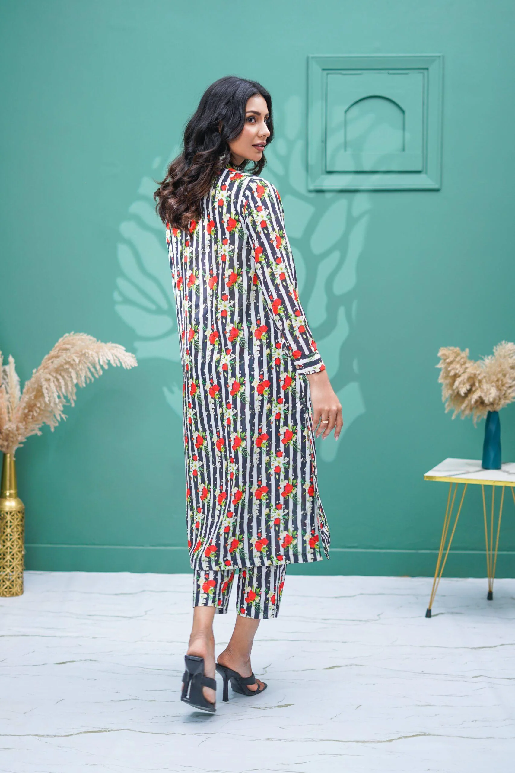 Suitsu Stitched Summer Co Ords Set Drop-1 Suit-Striped Cerise - Image 3