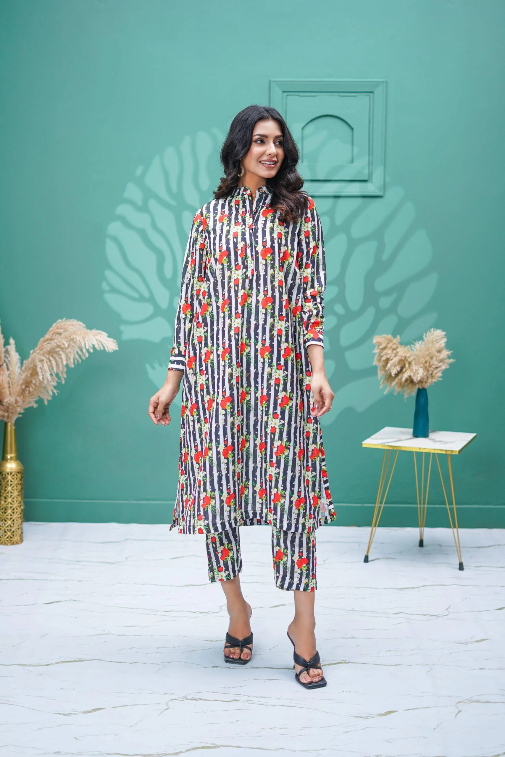 Suitsu Stitched Summer Co Ords Set Drop-1 Suit-Striped Cerise - Image 7