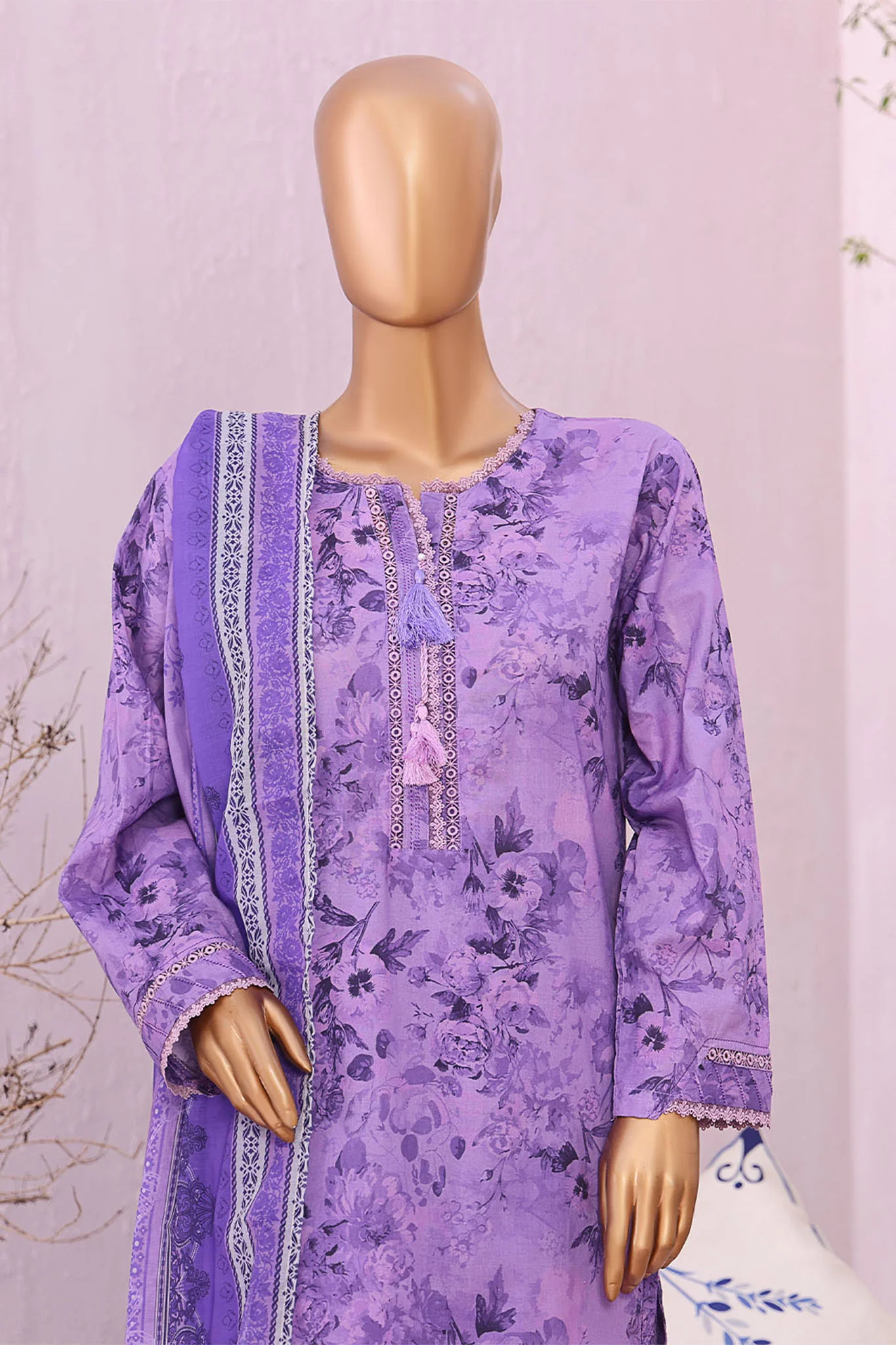 Sumi Stitched 3 Piece Cambric Vol-02 Suit-CPI-12-Lavendor - Image 4