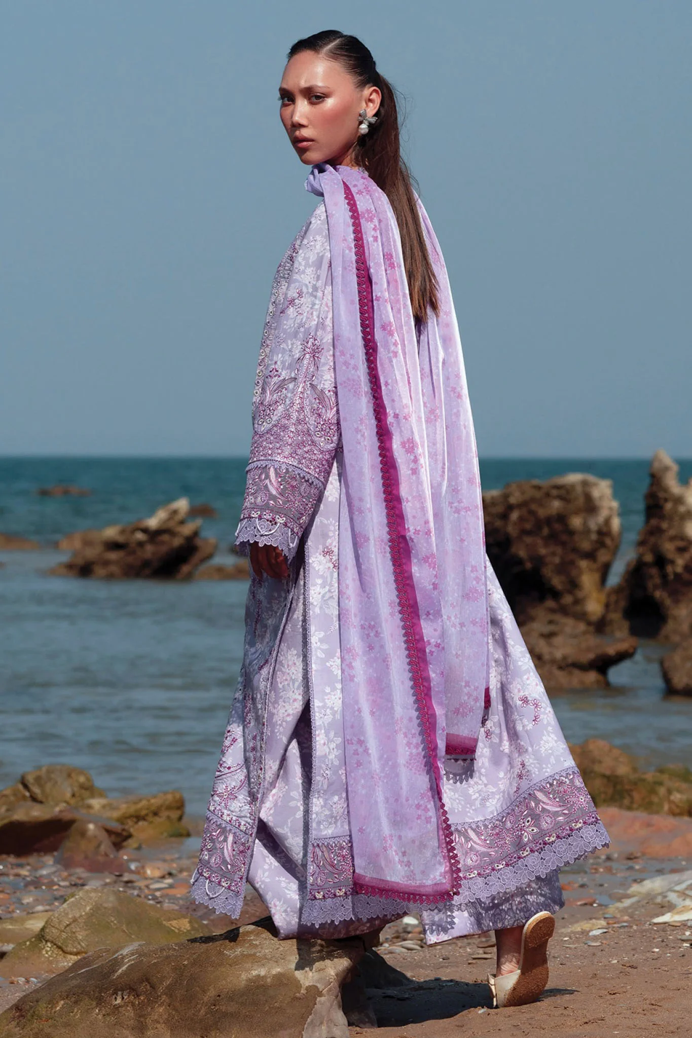 Summer Together By Afrozeh Unstitched 3 Piece Lawnkari Vol-03 Collection-AL-02-Amethyst - Image 2