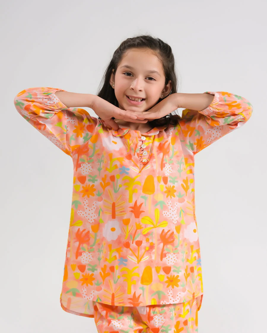 Sprinkles Stitched 2 Piece Summer Co Ord Sets Kids Suit-Sunset Glow - Co-ord Set - Image 2