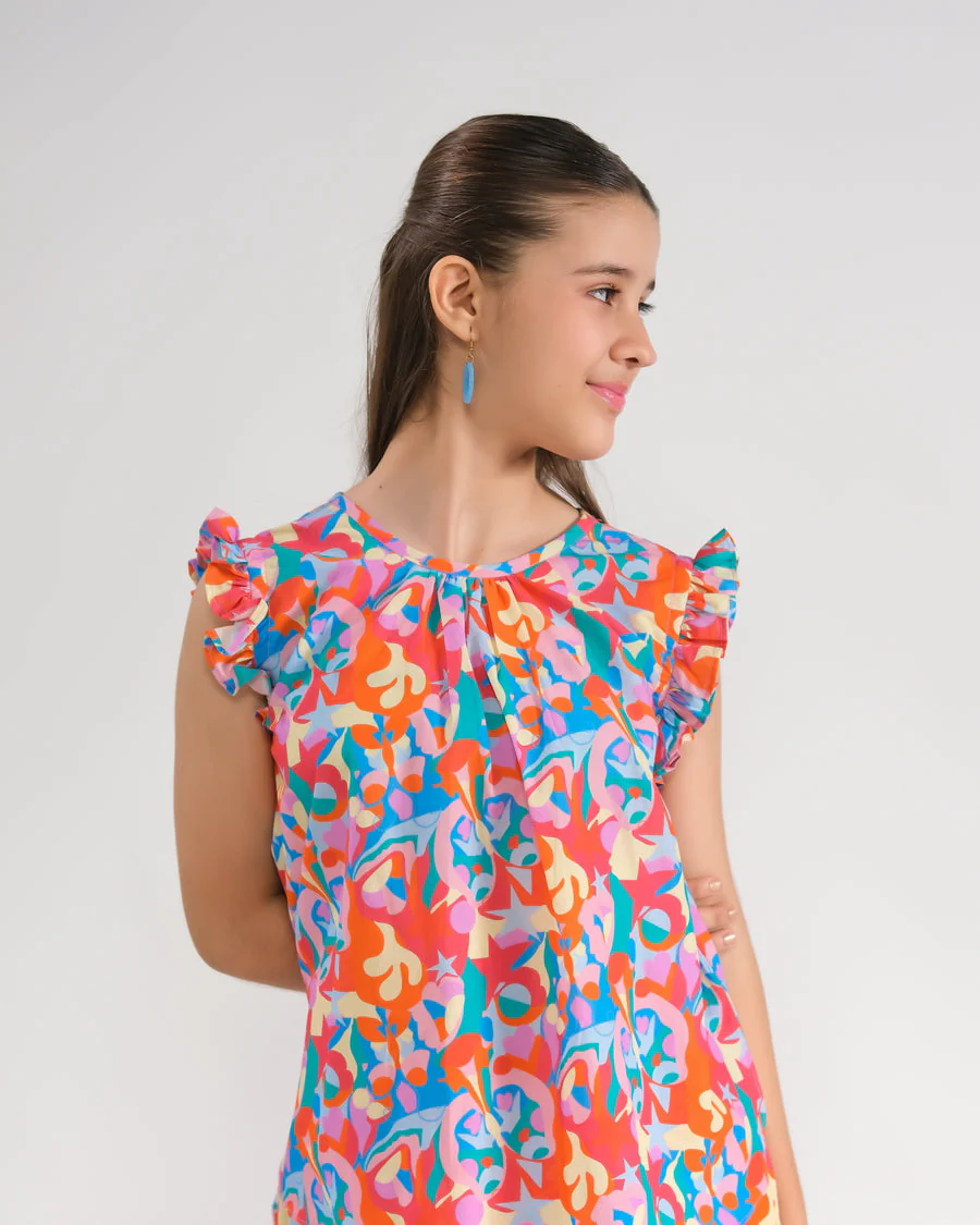 Sprinkles Stitched 2 Piece Summer Co Ord Sets Kids Suit-Sunset Petals - Co-ord Set - Image 2