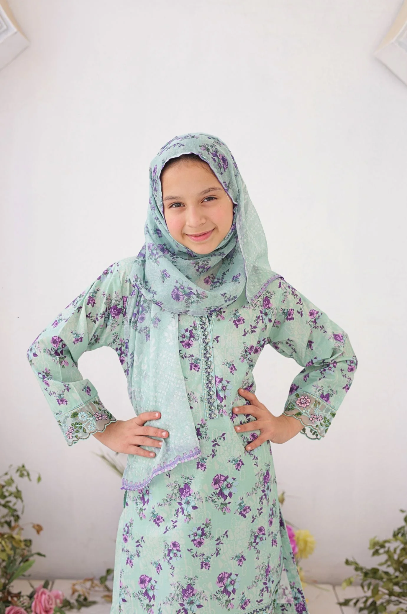 Shifa Girls By Suntex Stitched 3 Piece Emb Premium Kids Suit-SH-2622 - Image 2