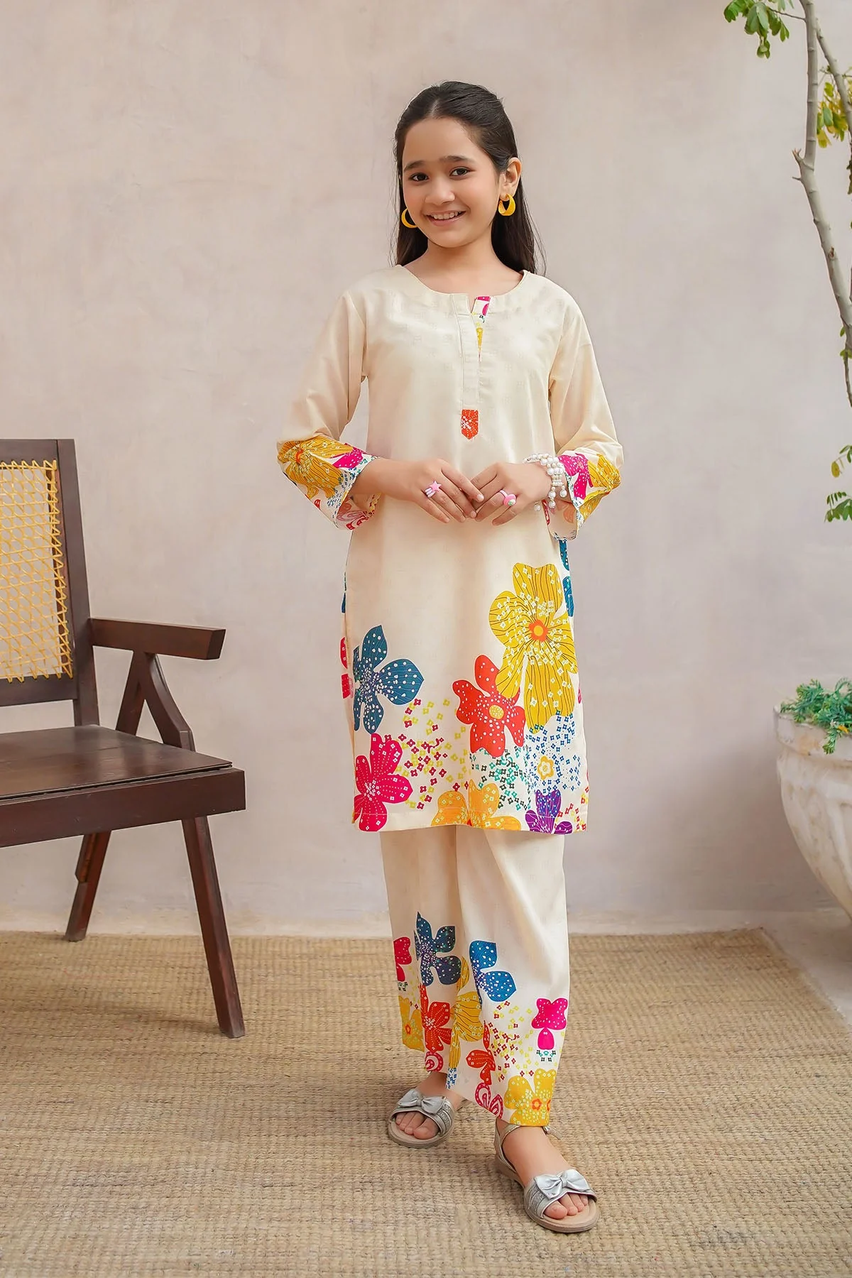 Ochre Clothing Girls Co-ords Swiss Lawn Digital Printed 2 Pc Suit