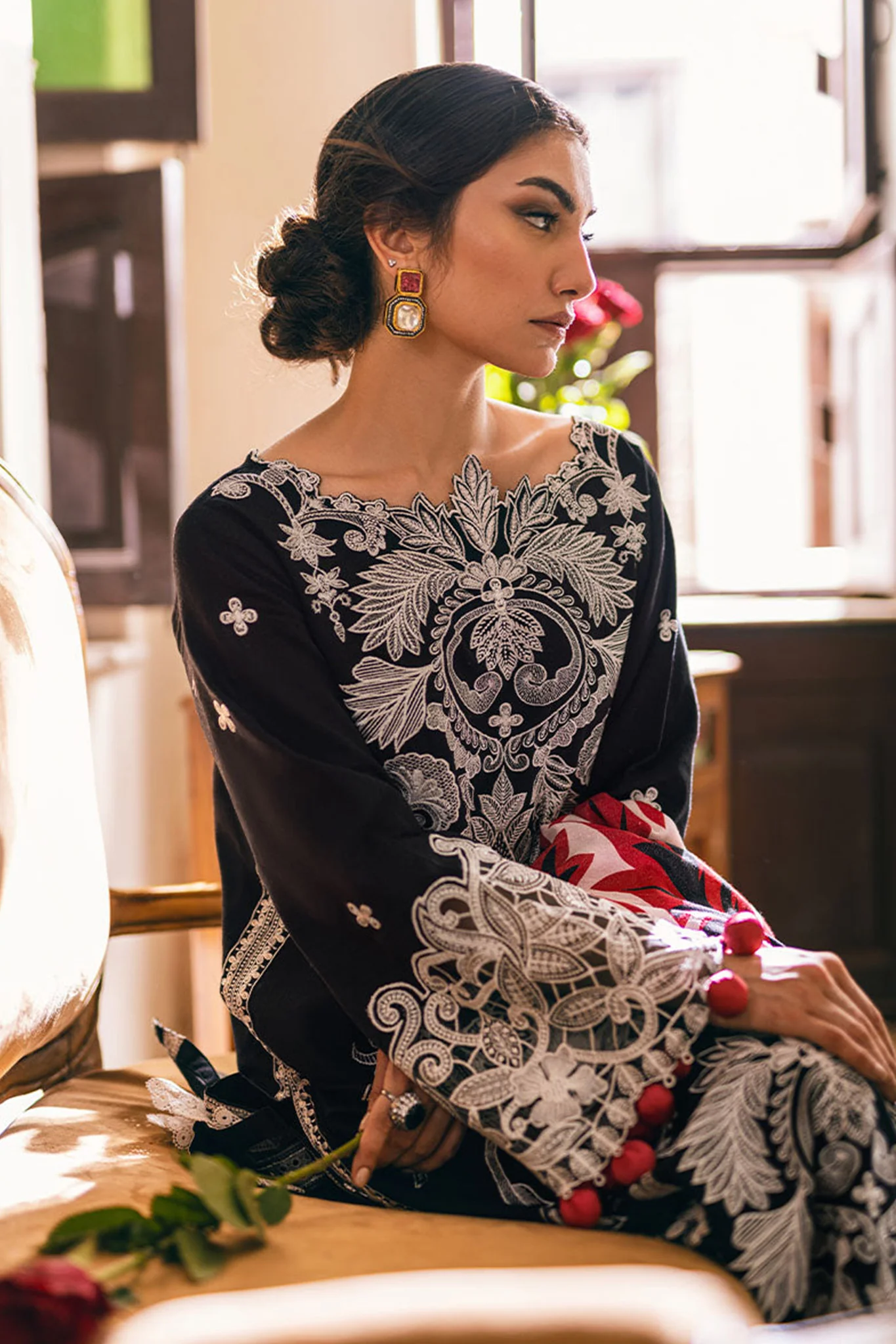 Symphony By Mushq Unstitched 3 Piece Emb Karandi Suit-03-Midnight Magic - Image 6