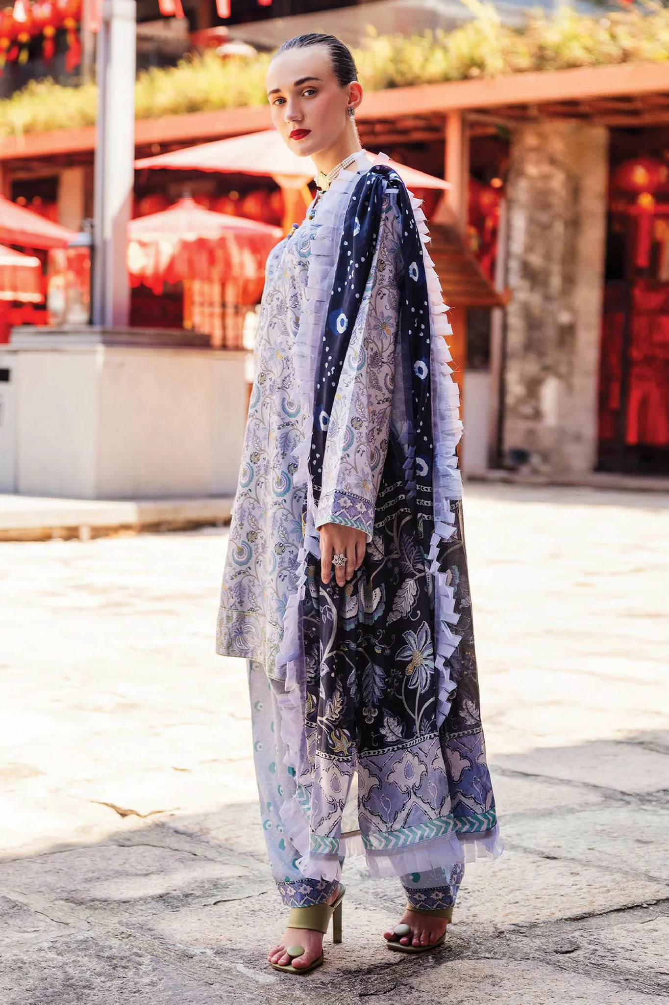 Taneez by Roheenaz Unstitched 3 Piece Block Printed Lawn Suit-RNB-03-A-Afsaneh - Image 2