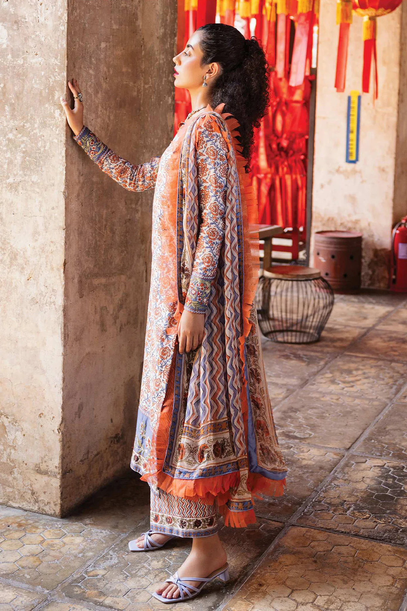 Taneez by Roheenaz Unstitched 3 Piece Block Printed Lawn Suit-RNB-09-A-Neda - Image 2