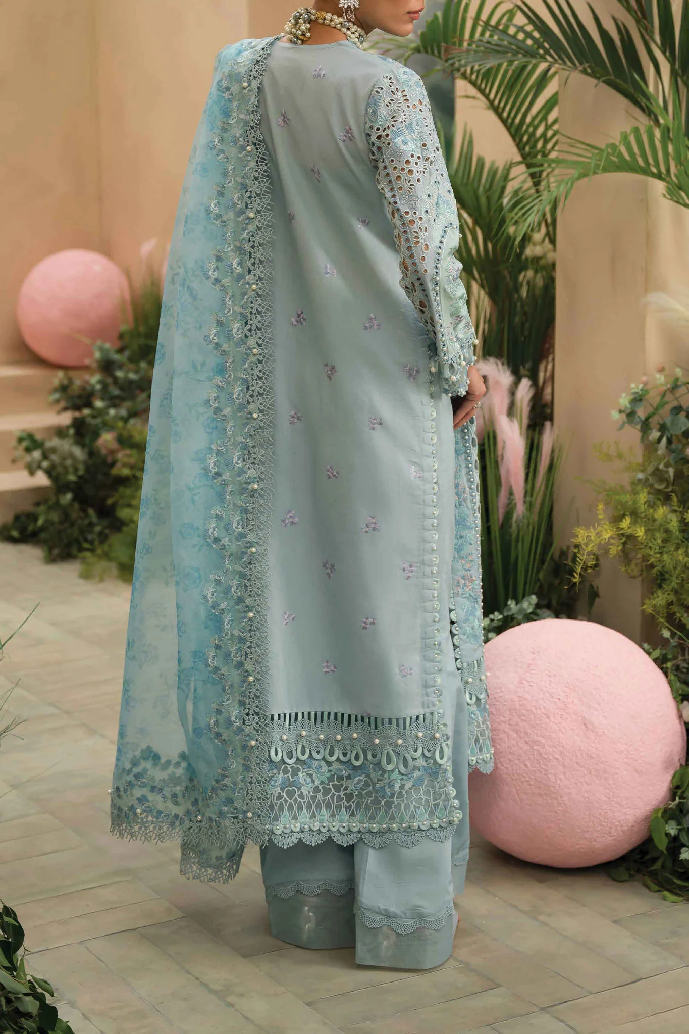 The Painted Garden By Afrozeh Unstitched 3 Piece Emb Lawn Suit-AEF-05-Serene Sapphire - Image 3