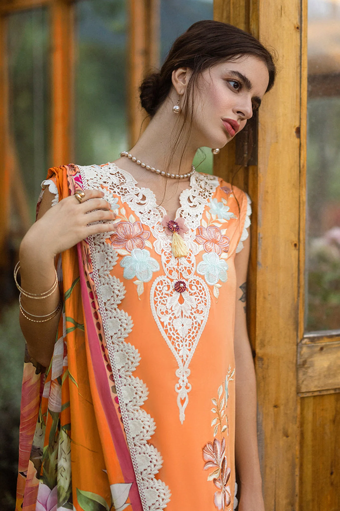 The Secret Garden Hemline By Mushq Unstitched 3 Piece Summer Suit-07-B-Silent Petals - Image 2