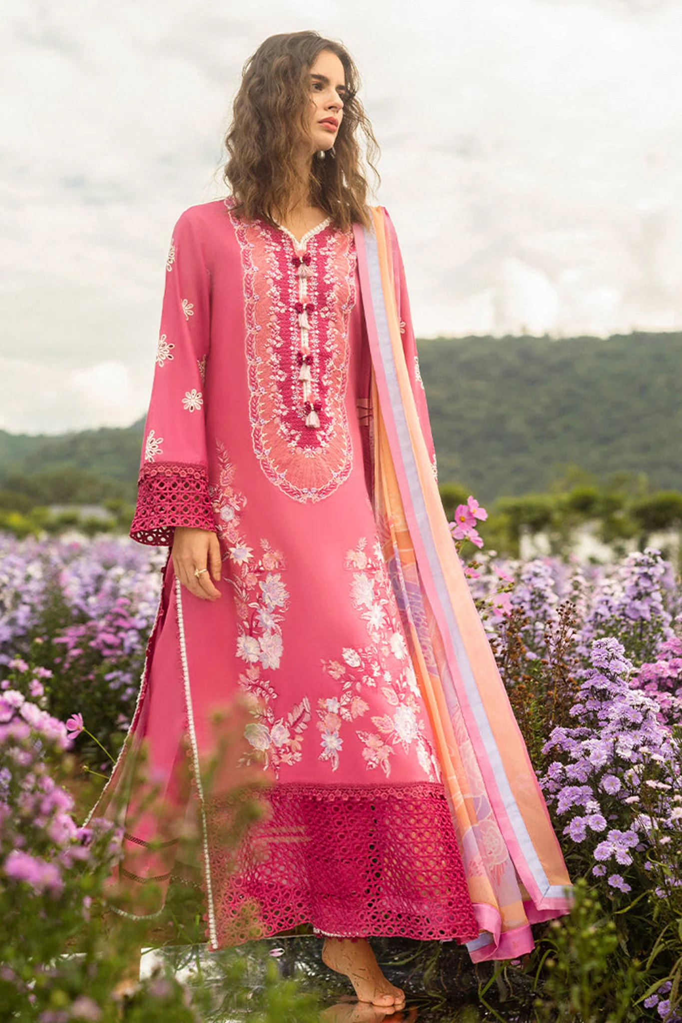 The Secret Garden Hemline By Mushq Unstitched 3 Piece Summer Suit-08-A-Garden of Dreams - Image 5
