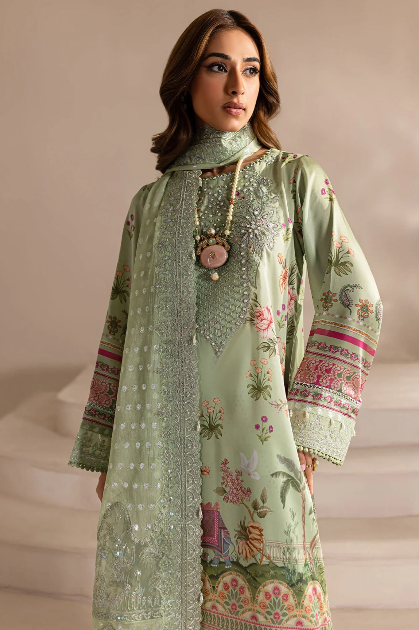 The Silk By Nureh Unstitched 3 Piece Emb Silk Suit-S-13 - Image 2