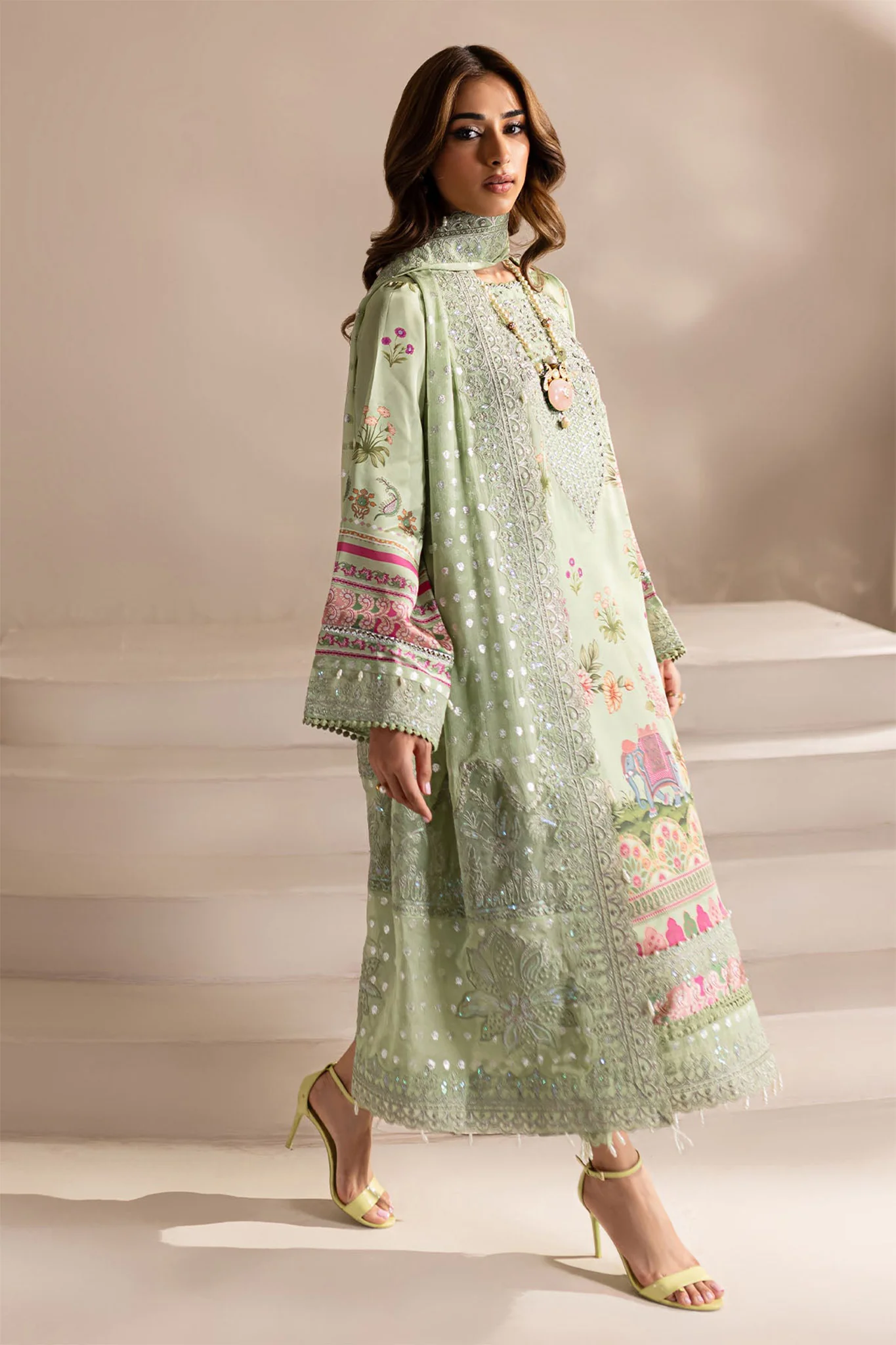 The Silk By Nureh Unstitched 3 Piece Emb Silk Suit-S-13 - Image 3
