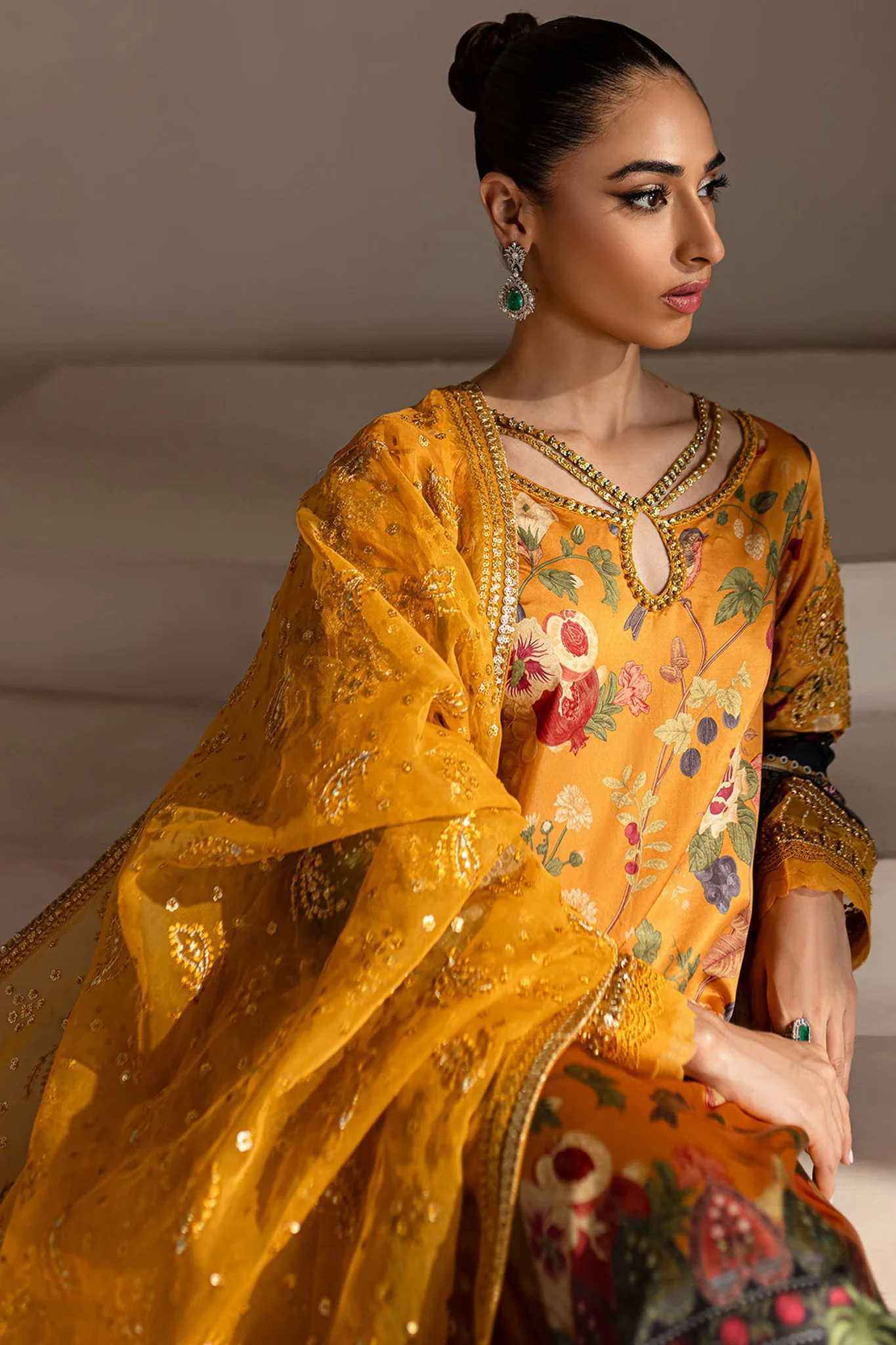The Silk By Nureh Unstitched 3 Piece Emb Silk Suit-S-14 - Image 2