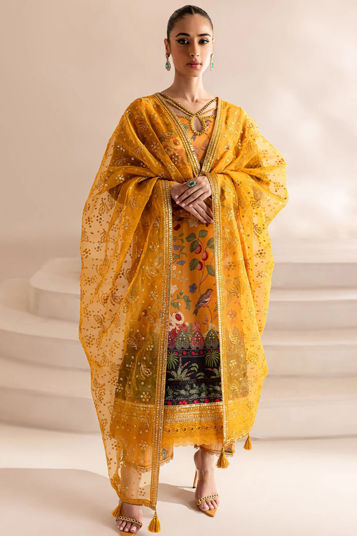 The Silk By Nureh Unstitched 3 Piece Emb Silk Suit-S-14 - Image 4